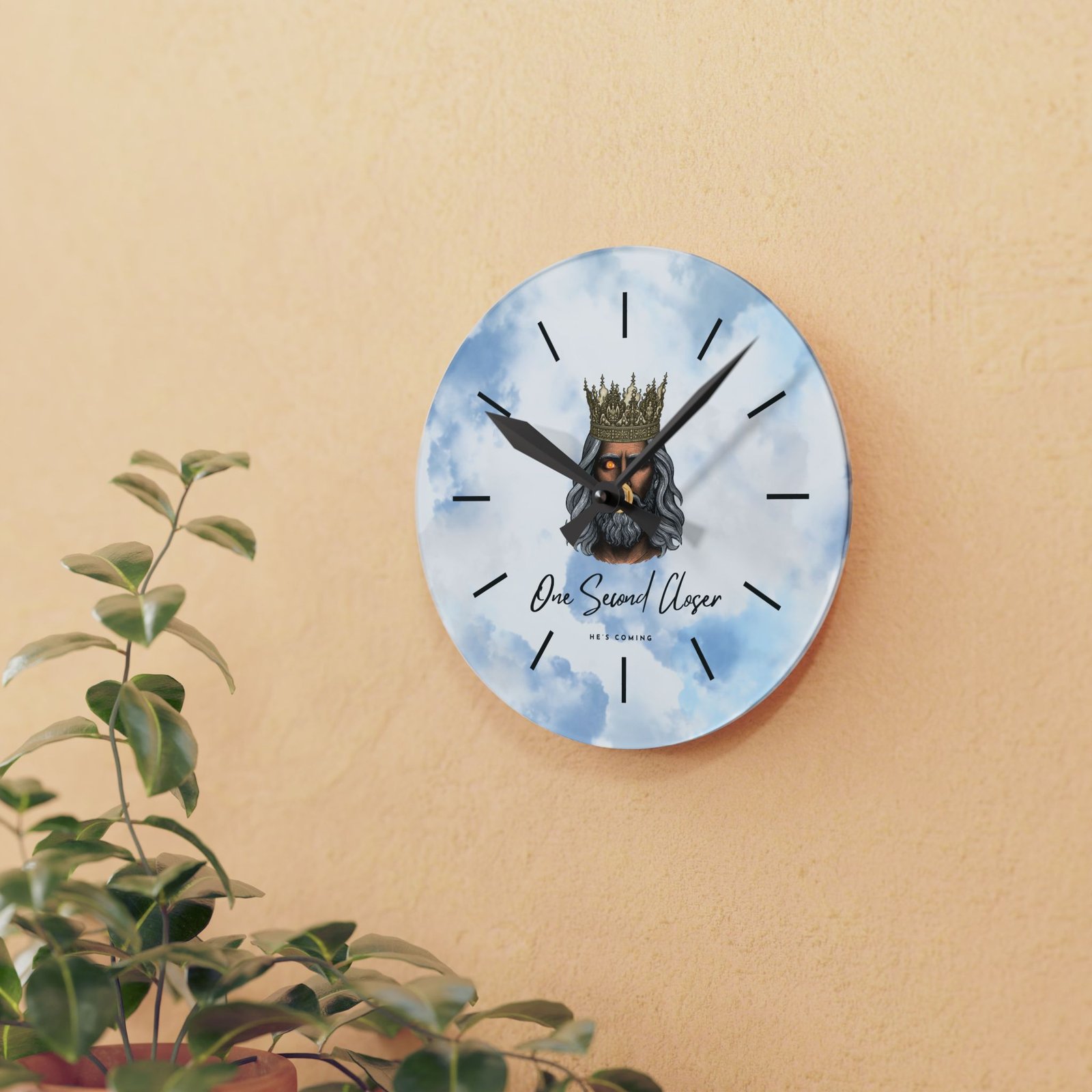 “One Second Closer” King of Kings Blue Cloudscape — Acrylic Wall Clock - Image 8