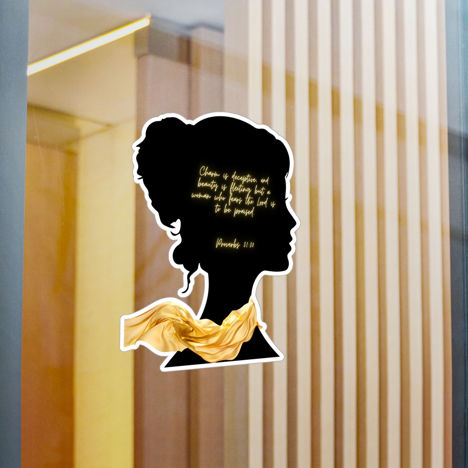 Proverbs 31:30: Gold Scarf— Sticker - Image 14
