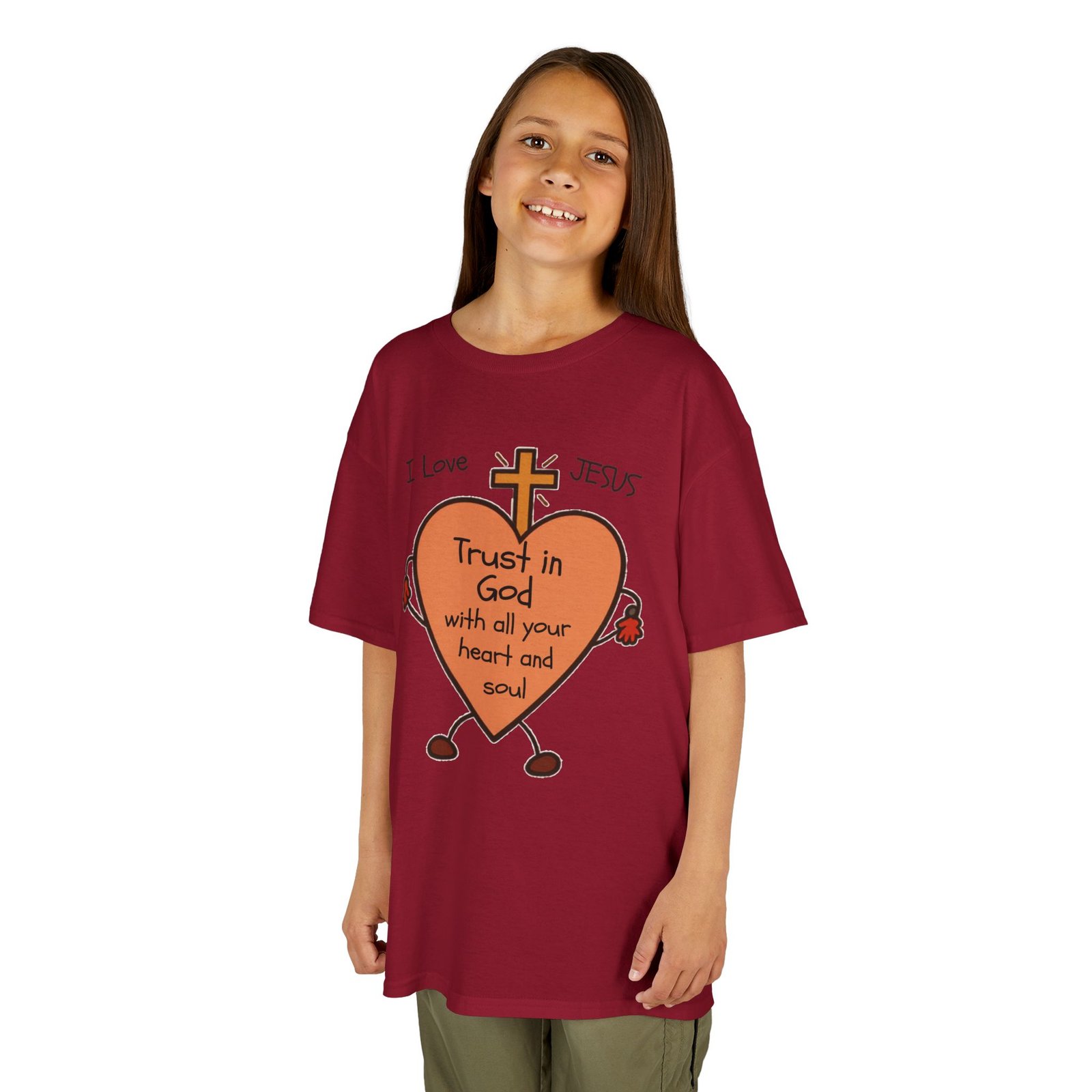 "Trust In God With Your Heart and Soul" - Kids Tee - Image 13