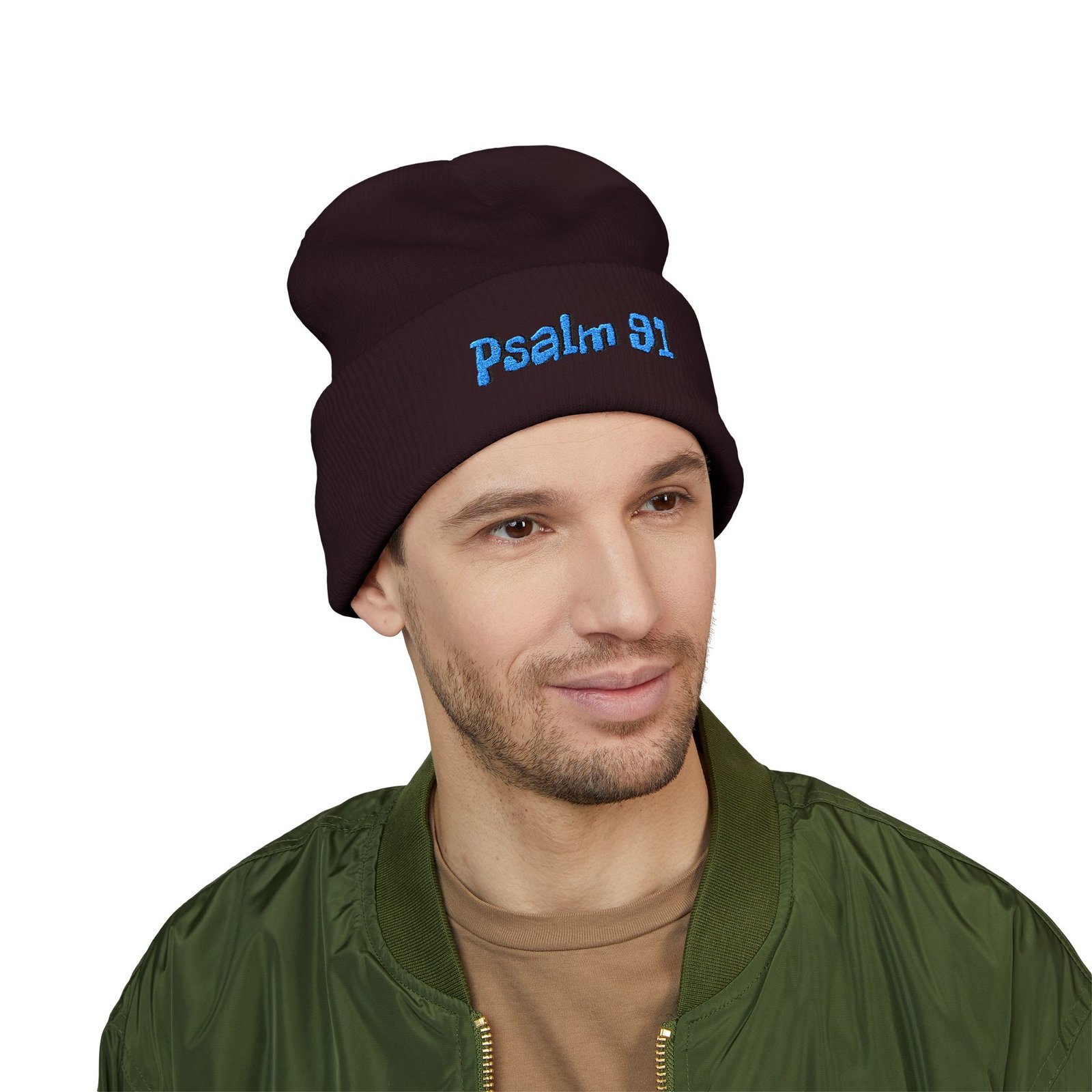Psalm 91 Embroidered Cuffed Beanie - Image 36