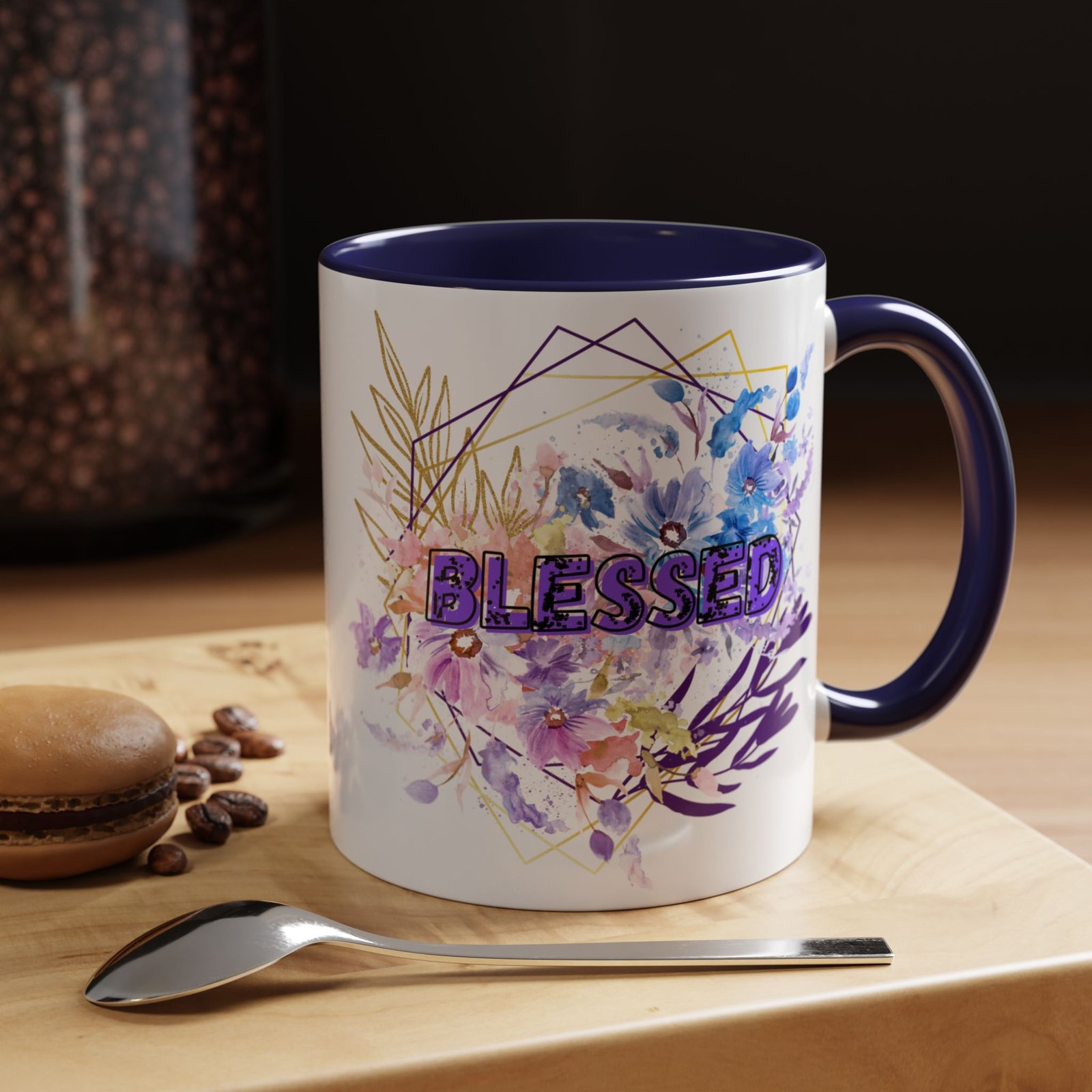 'Blessed' — Floral Accent Coffee Mug (11oz, 15oz) - Image 3