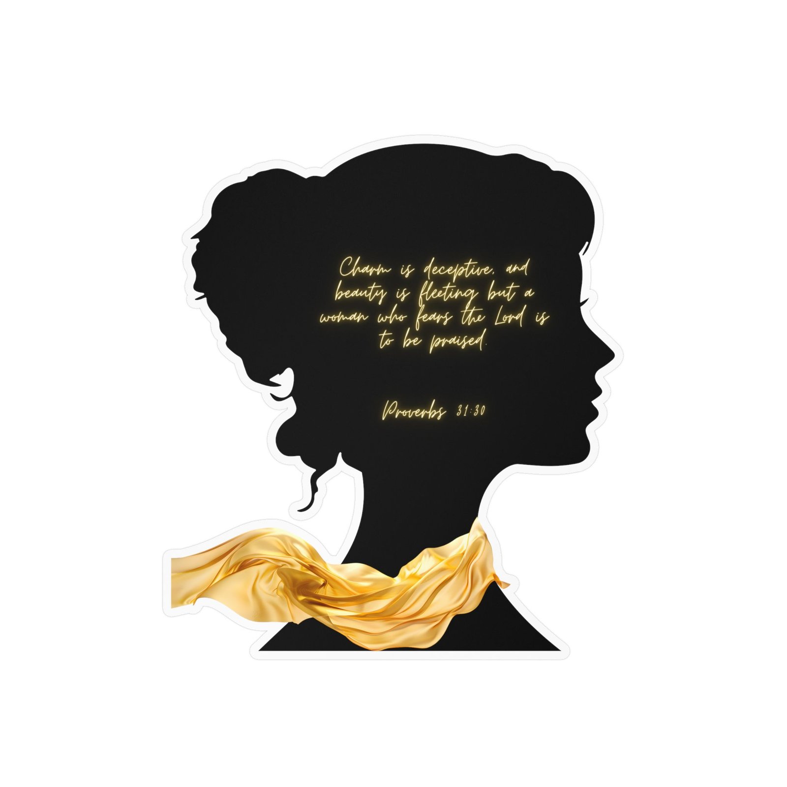 Proverbs 31:30: Gold Scarf— Sticker - Image 13