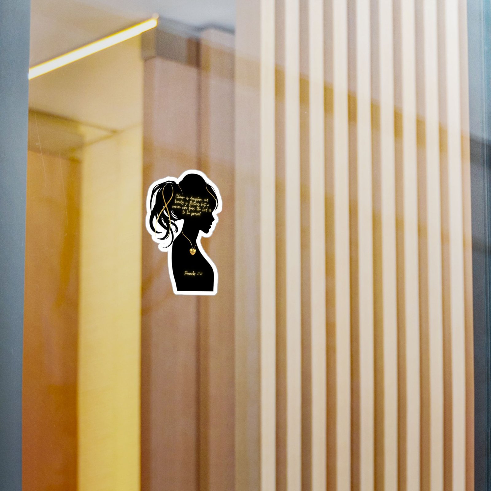 Proverbs 31:30: Gold Heart— Sticker - Image 2