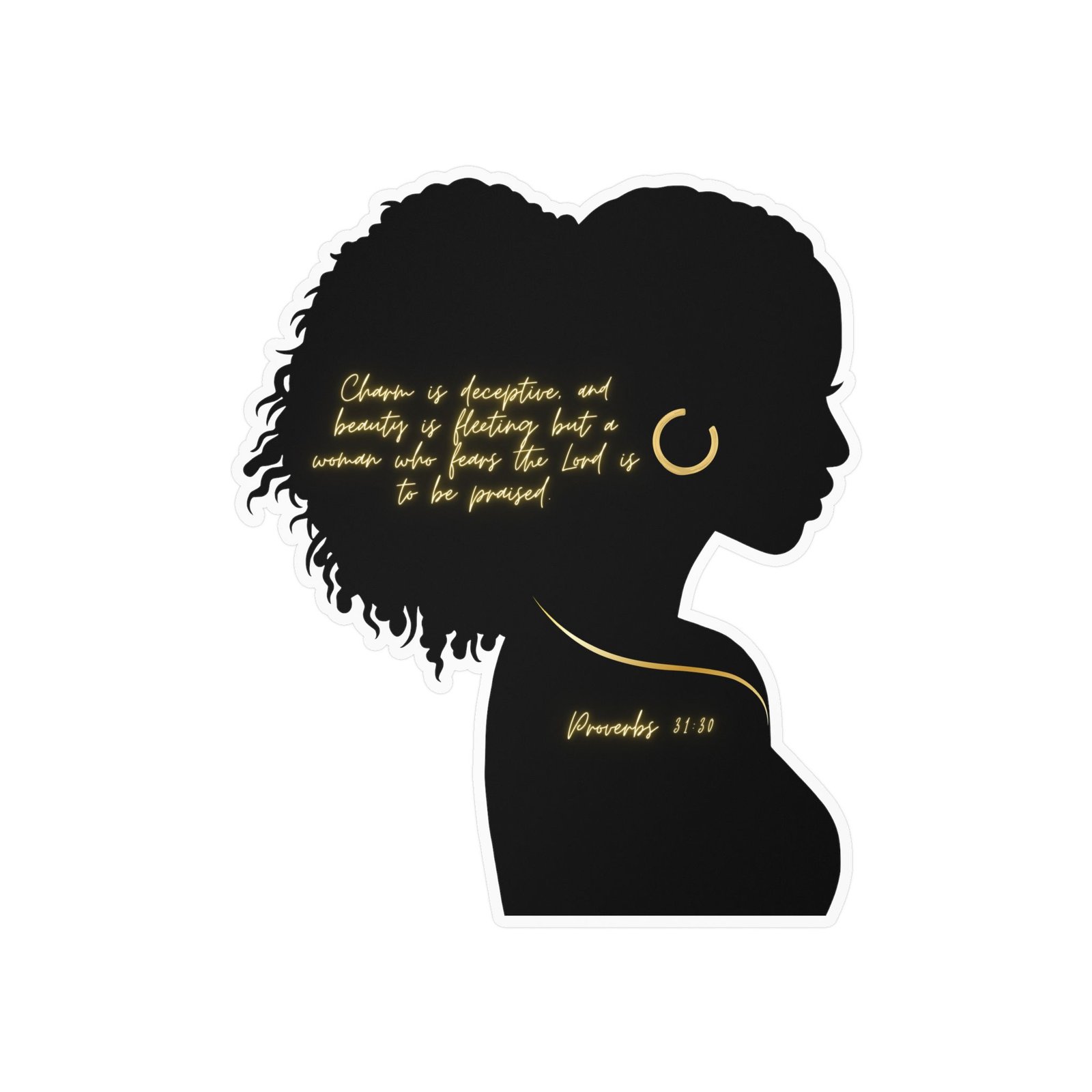 Proverbs 31:30: Gold Earring— Sticker - Image 13