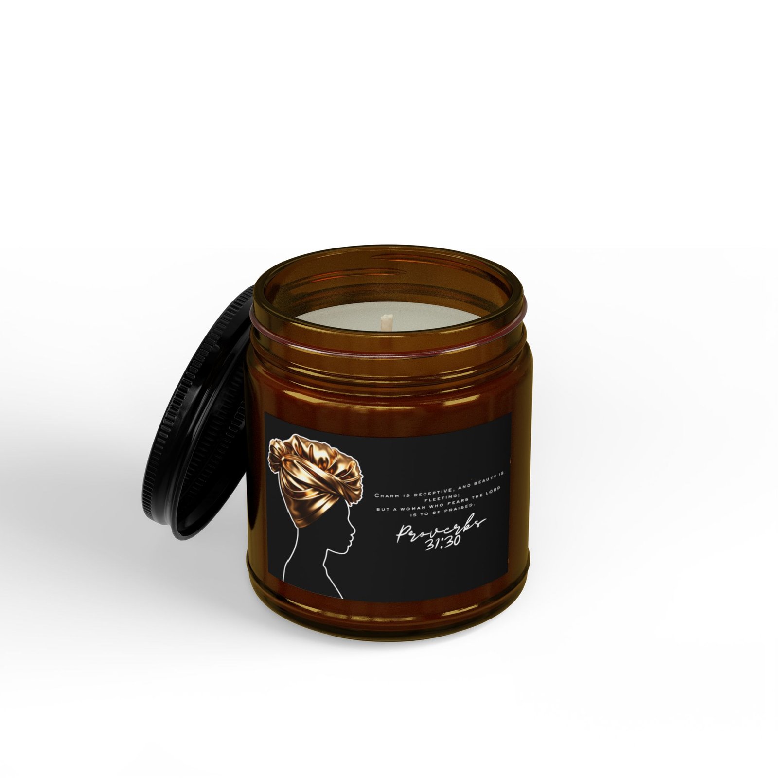 Proverbs 31:30: Gold Headwrap— Soy Candle (4oz & 9oz) - Image 4