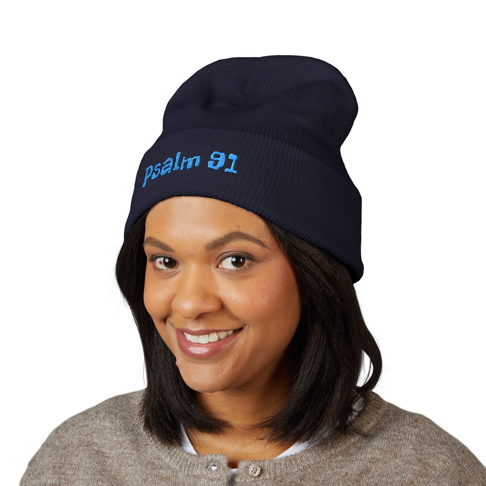 Psalm 91 Embroidered Cuffed Beanie - Image 17