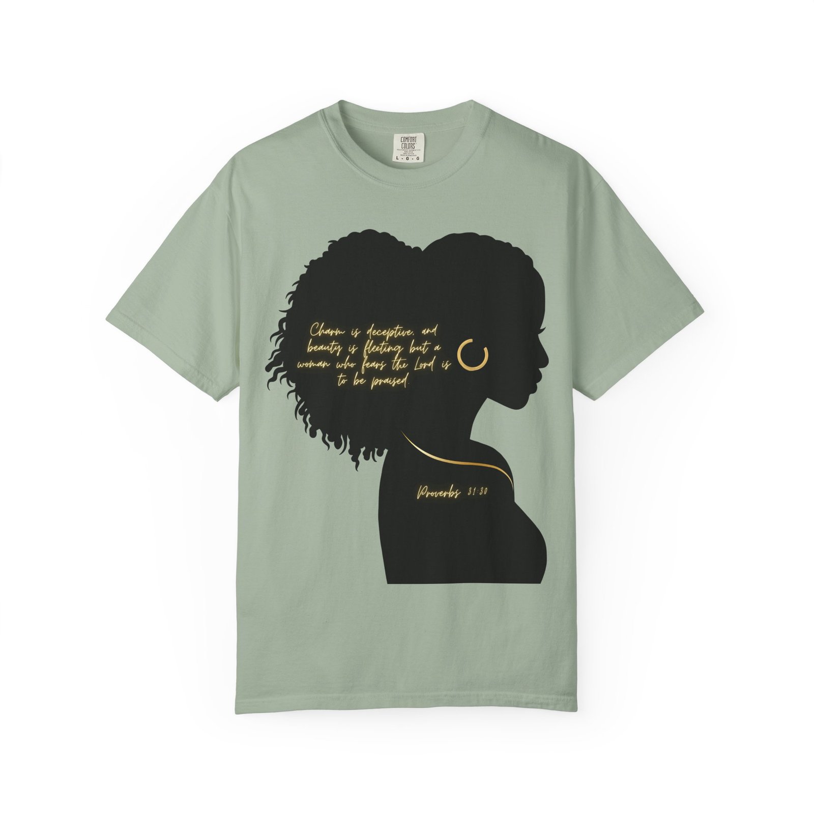 Proverbs 31:30 Gold Earring - T-Shirt - Image 7
