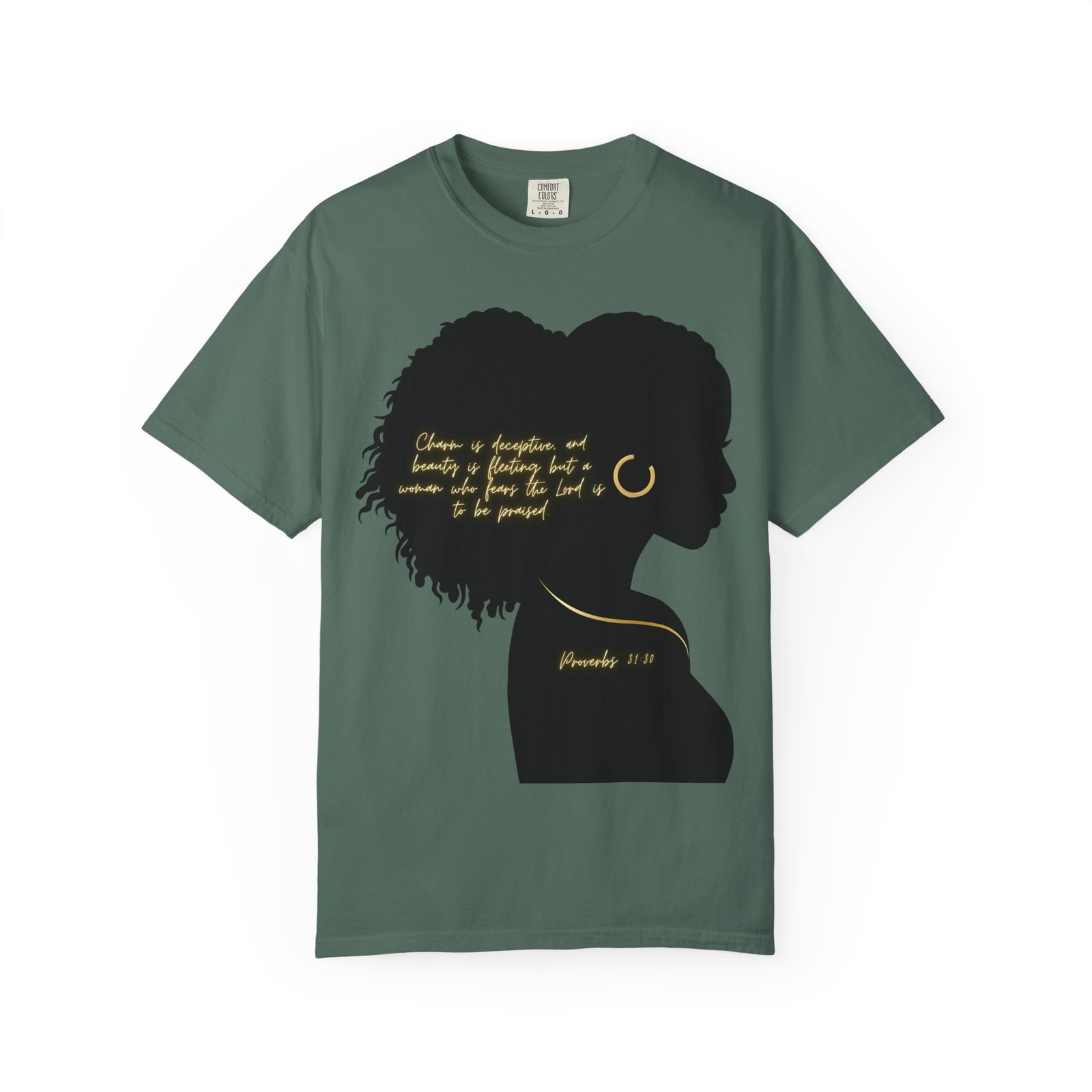 Proverbs 31:30 Gold Earring - T-Shirt - Image 8