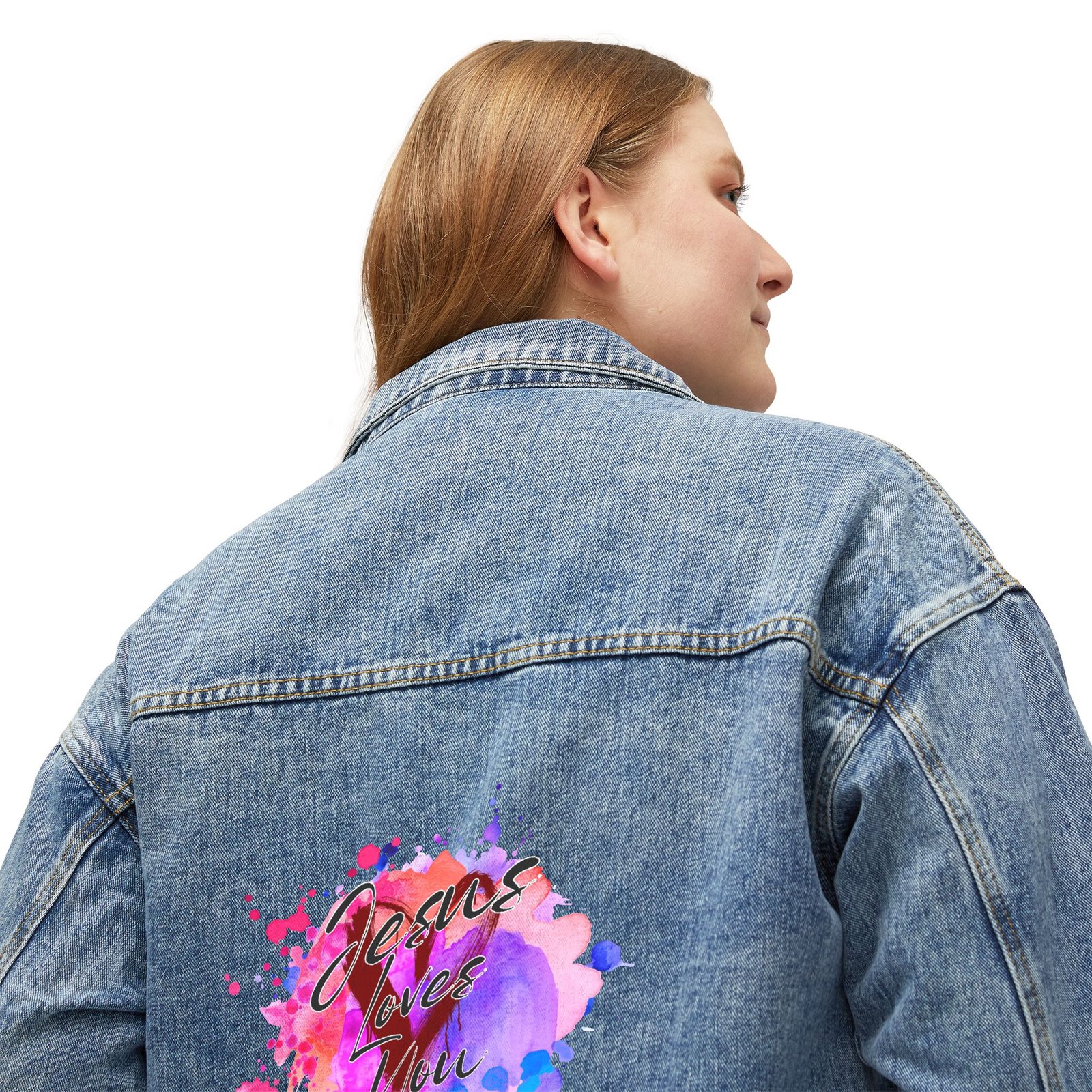 "Jesus Loves You" - Denim Jacket - Image 6