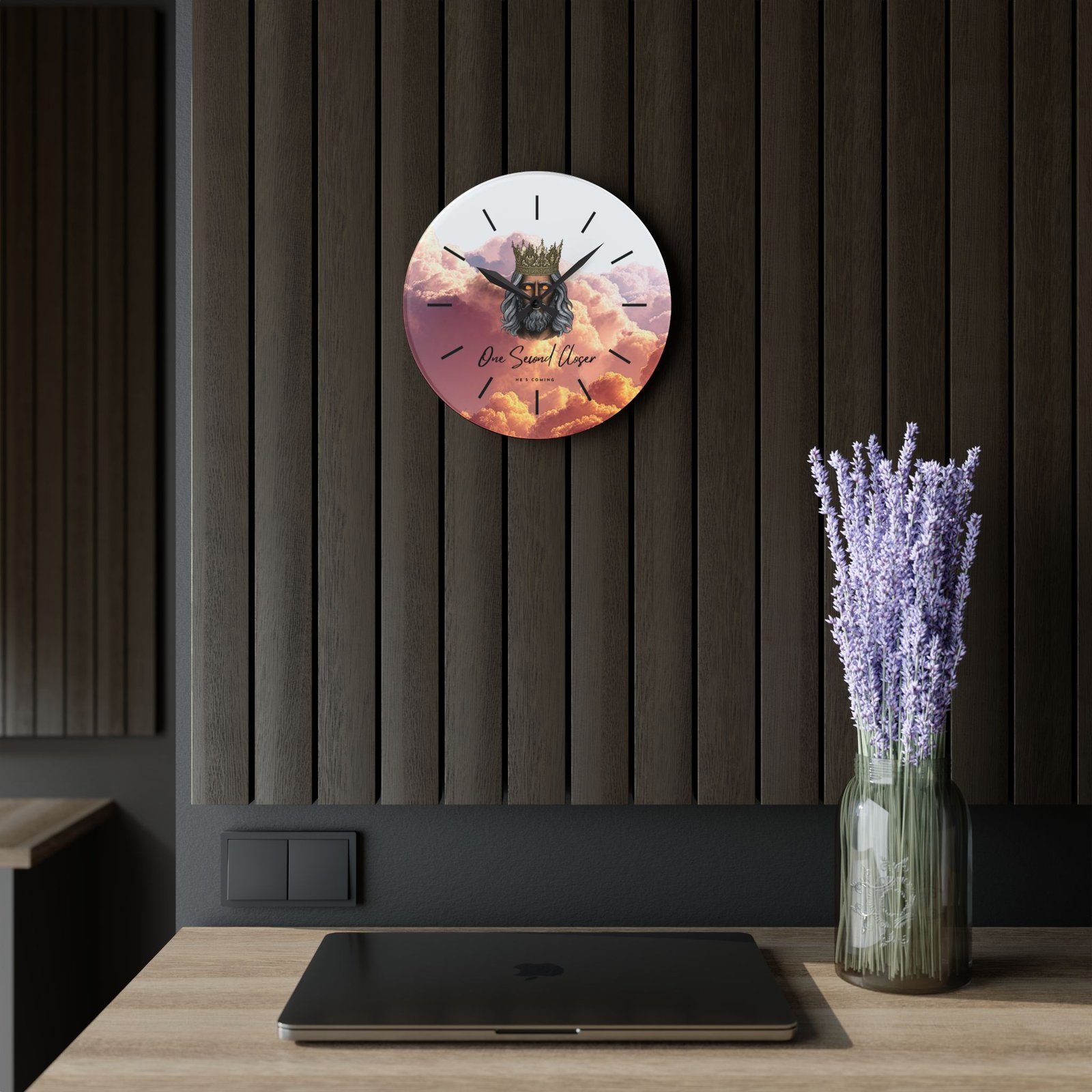 “One Second Closer” King of Kings Orange Cloudscape — Acrylic Wall Clock - Image 15