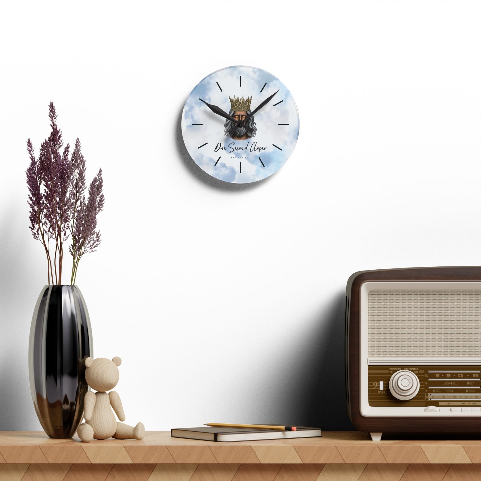 “One Second Closer” King of Kings Blue Cloudscape — Acrylic Wall Clock - Image 9