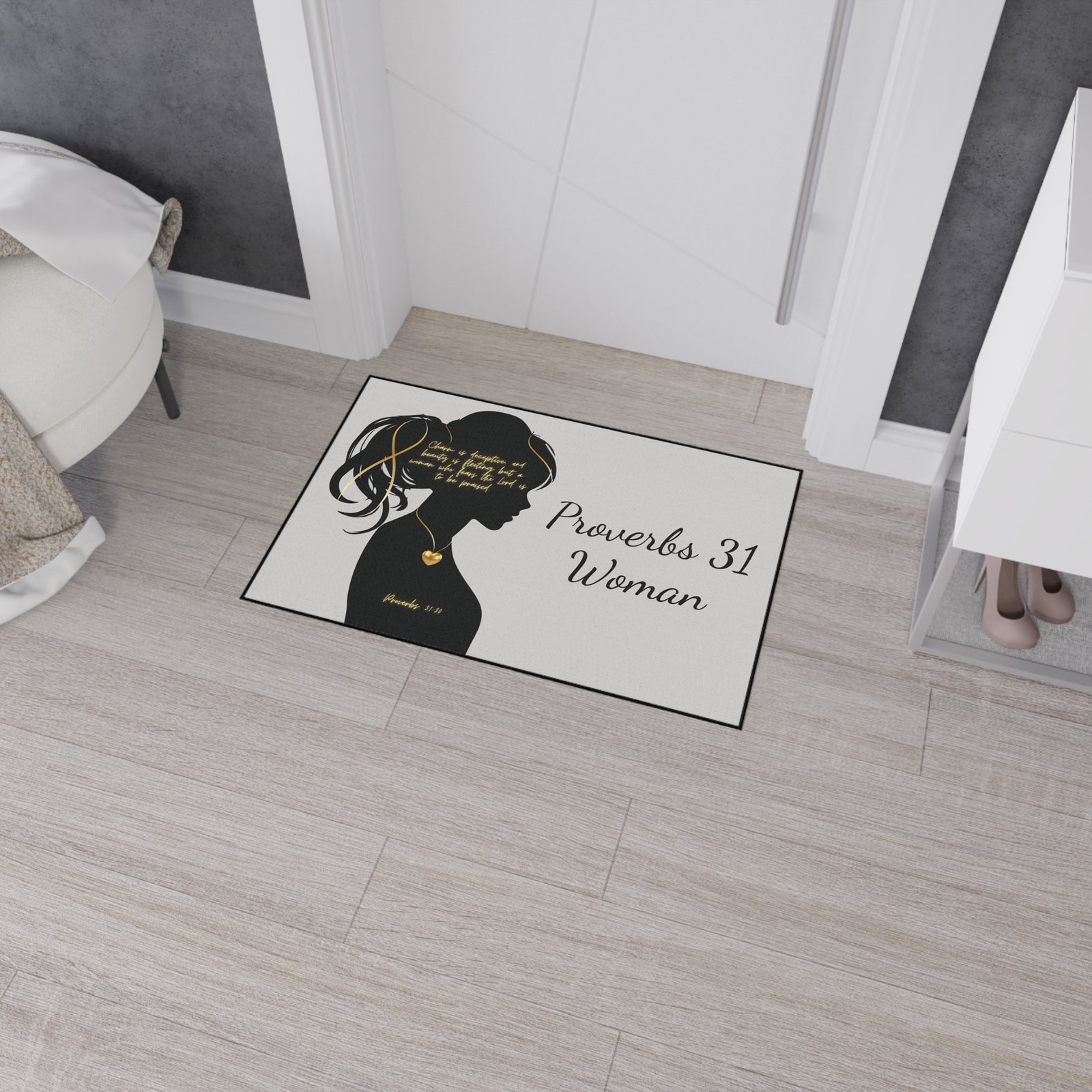 'You Are': Gold Heart — Proverbs 31 Woman Floor Mat - Image 8