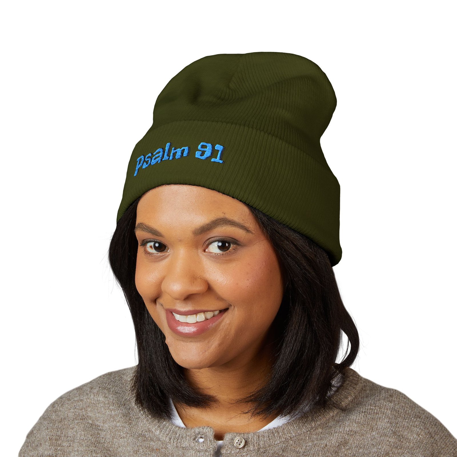 Psalm 91 Embroidered Cuffed Beanie - Image 8
