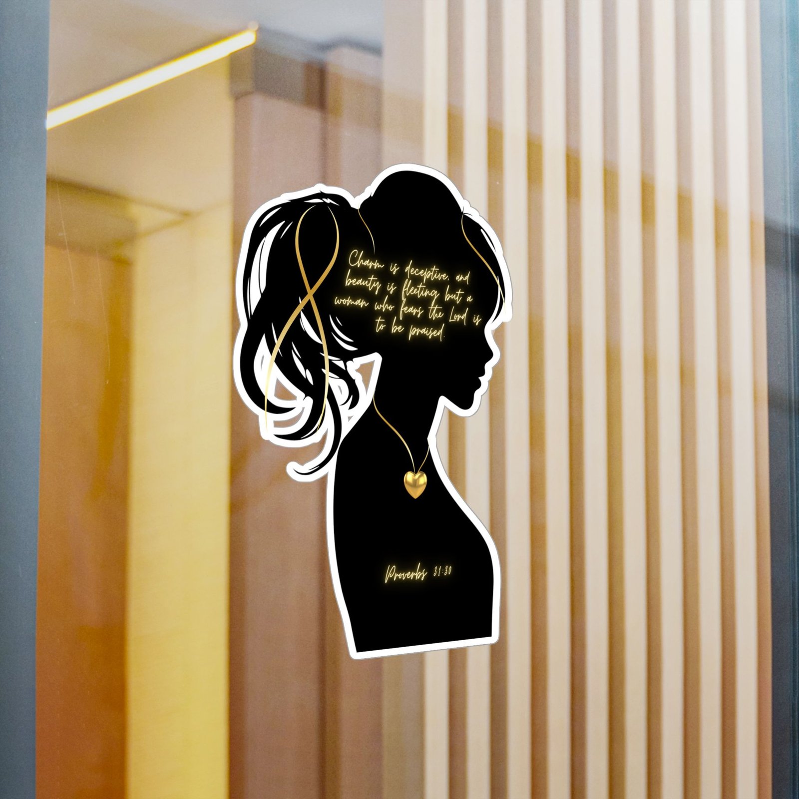 Proverbs 31:30: Gold Heart— Sticker - Image 14
