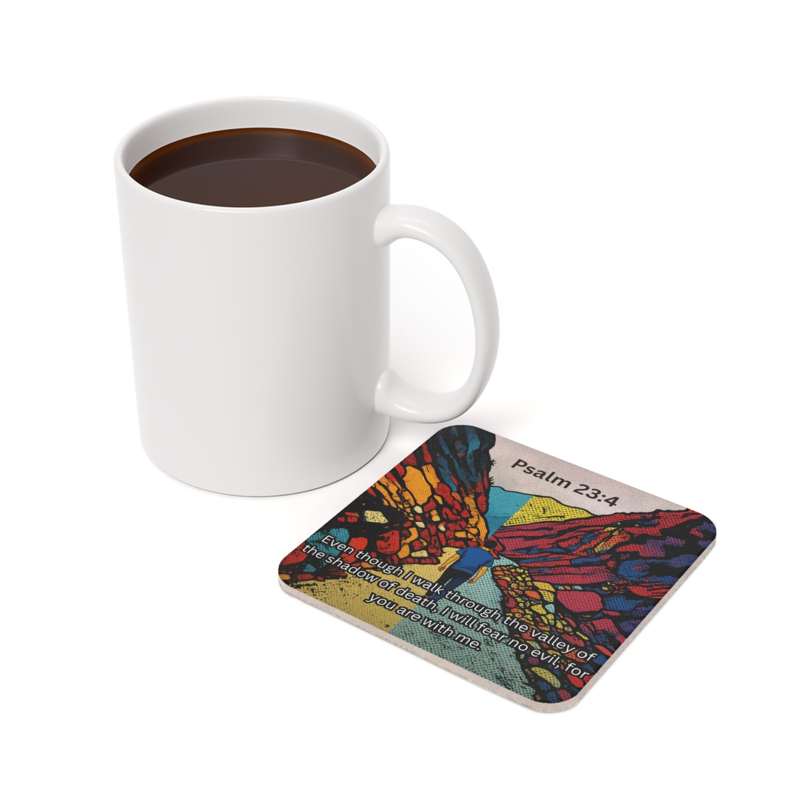 Psalm 23:4 - Cork Coaster - Image 4