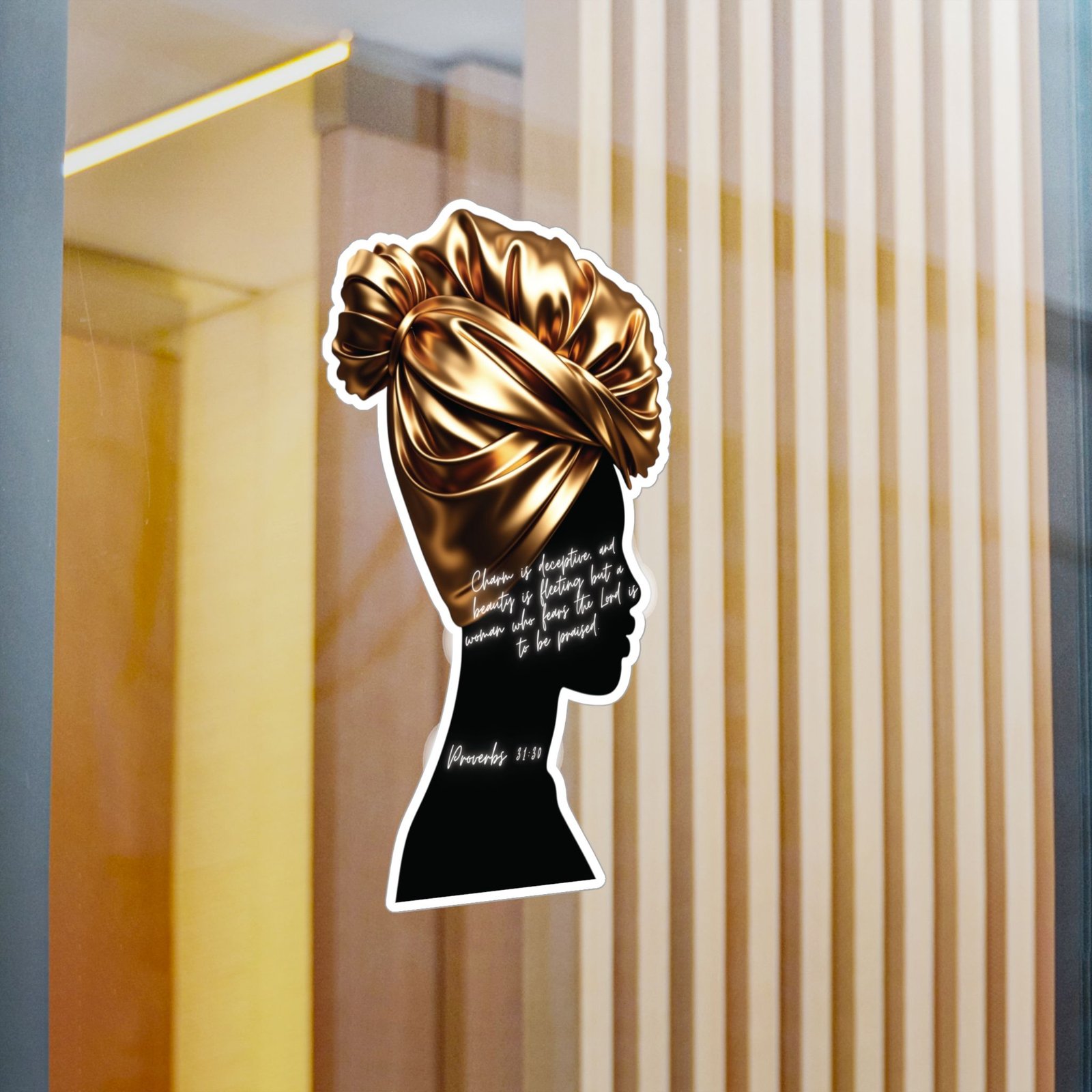 Proverbs 31:30: Gold Headwrap— Sticker - Image 14