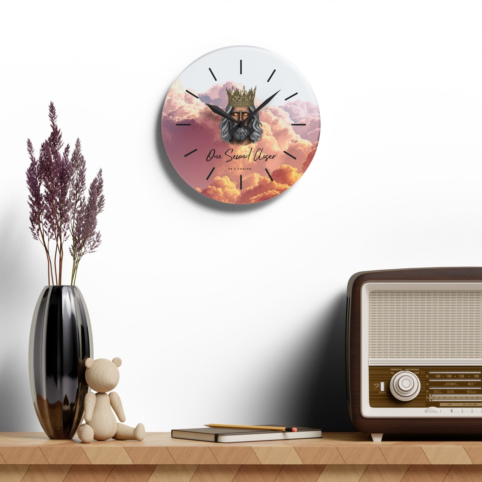 “One Second Closer” King of Kings Orange Cloudscape — Acrylic Wall Clock - Image 14