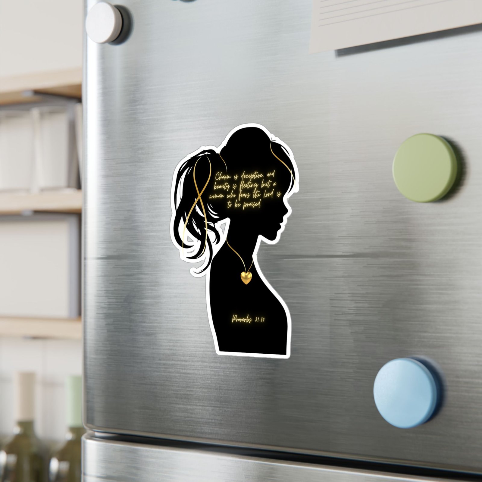 Proverbs 31:30: Gold Heart— Sticker - Image 11