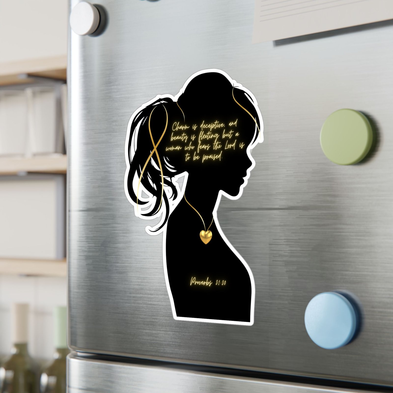 Proverbs 31:30: Gold Heart— Sticker - Image 15