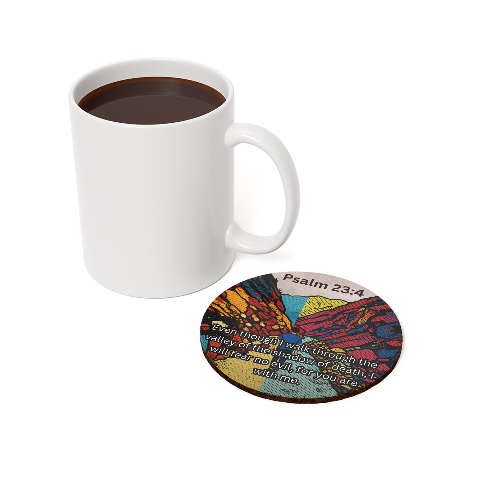 Psalm 23:4 - Cork Coaster - Image 2