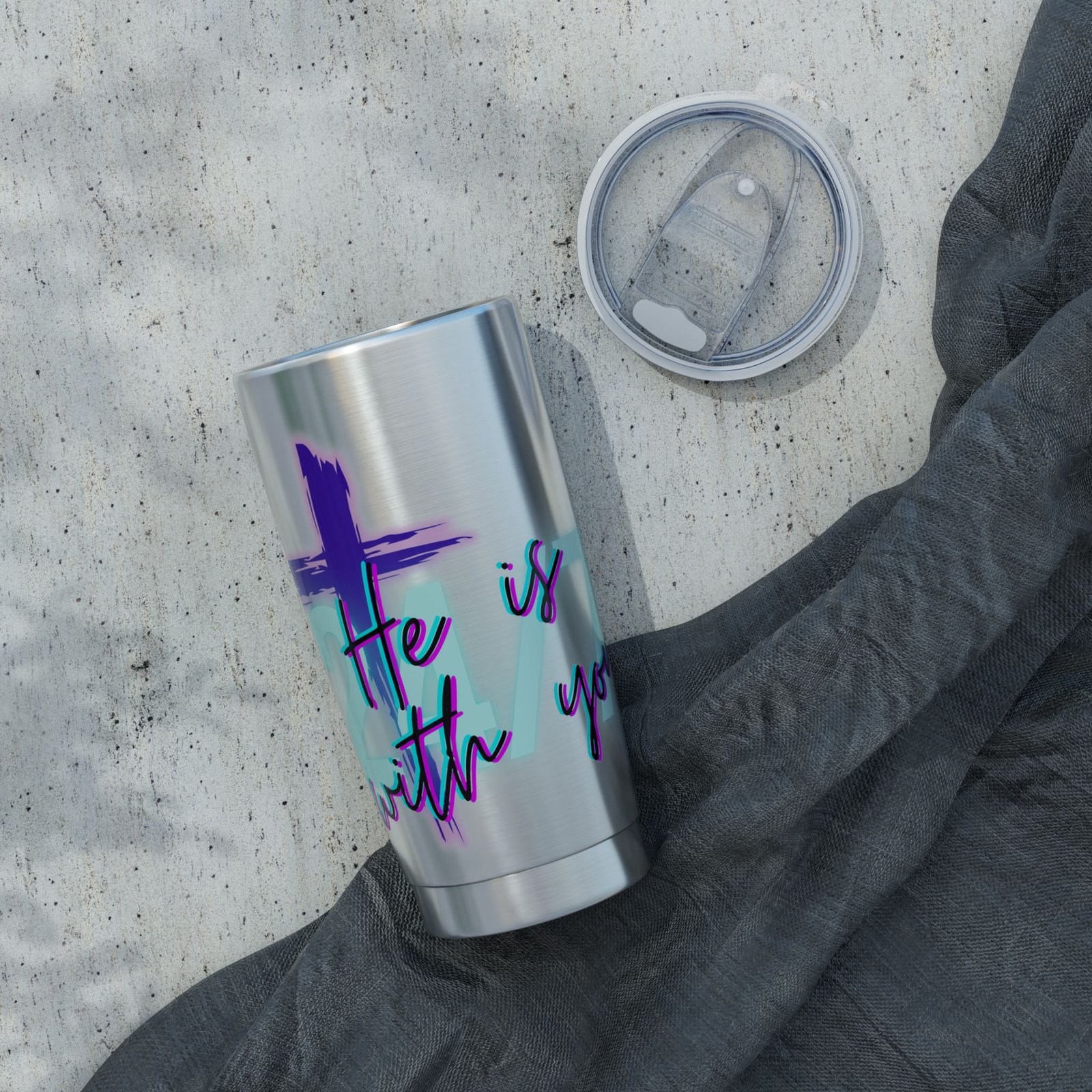 "He Is With You 24/7" - Stainless Steel Tumbler - Image 4