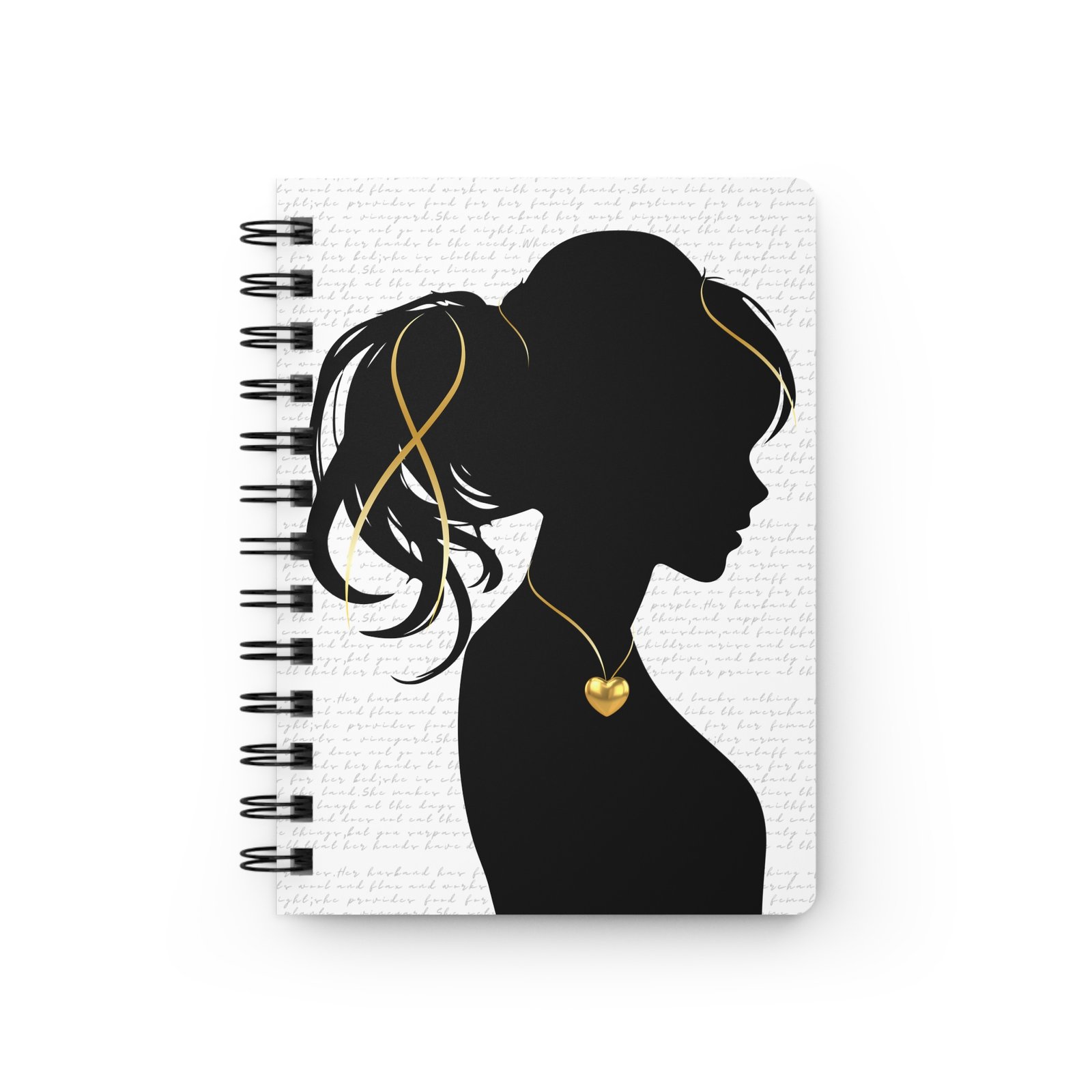 Proverbs 31:30: Gold Heart— Spiral Notebook