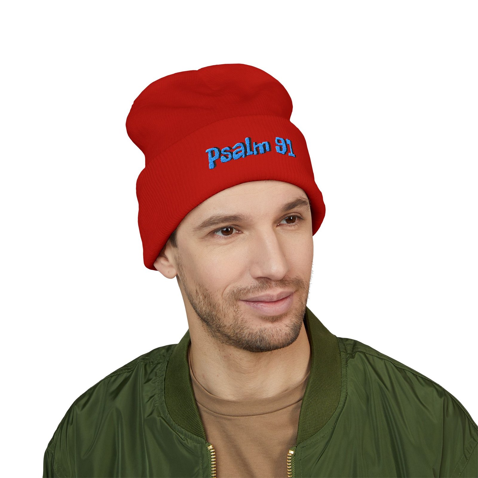 Psalm 91 Embroidered Cuffed Beanie - Image 33
