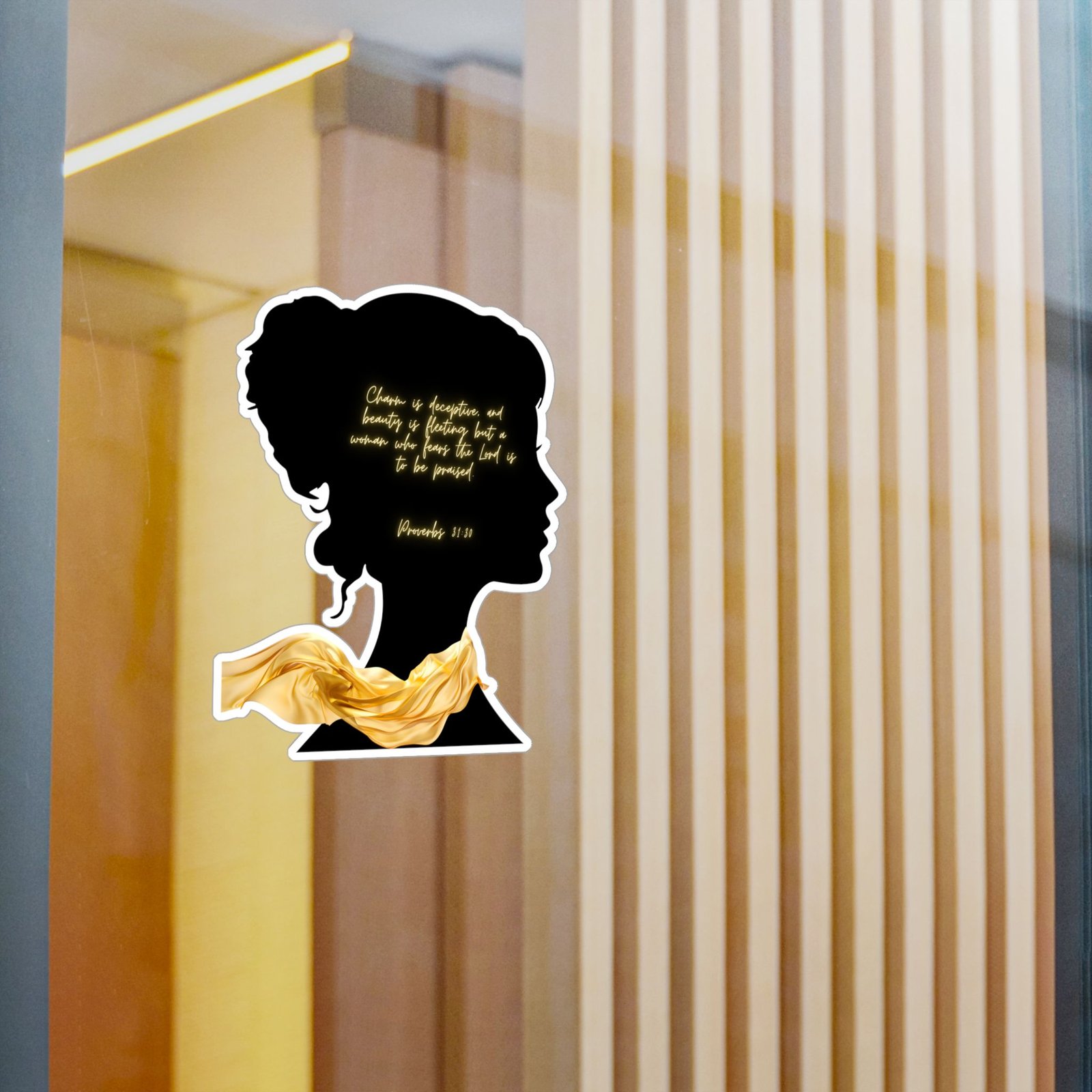 Proverbs 31:30: Gold Scarf— Sticker - Image 10
