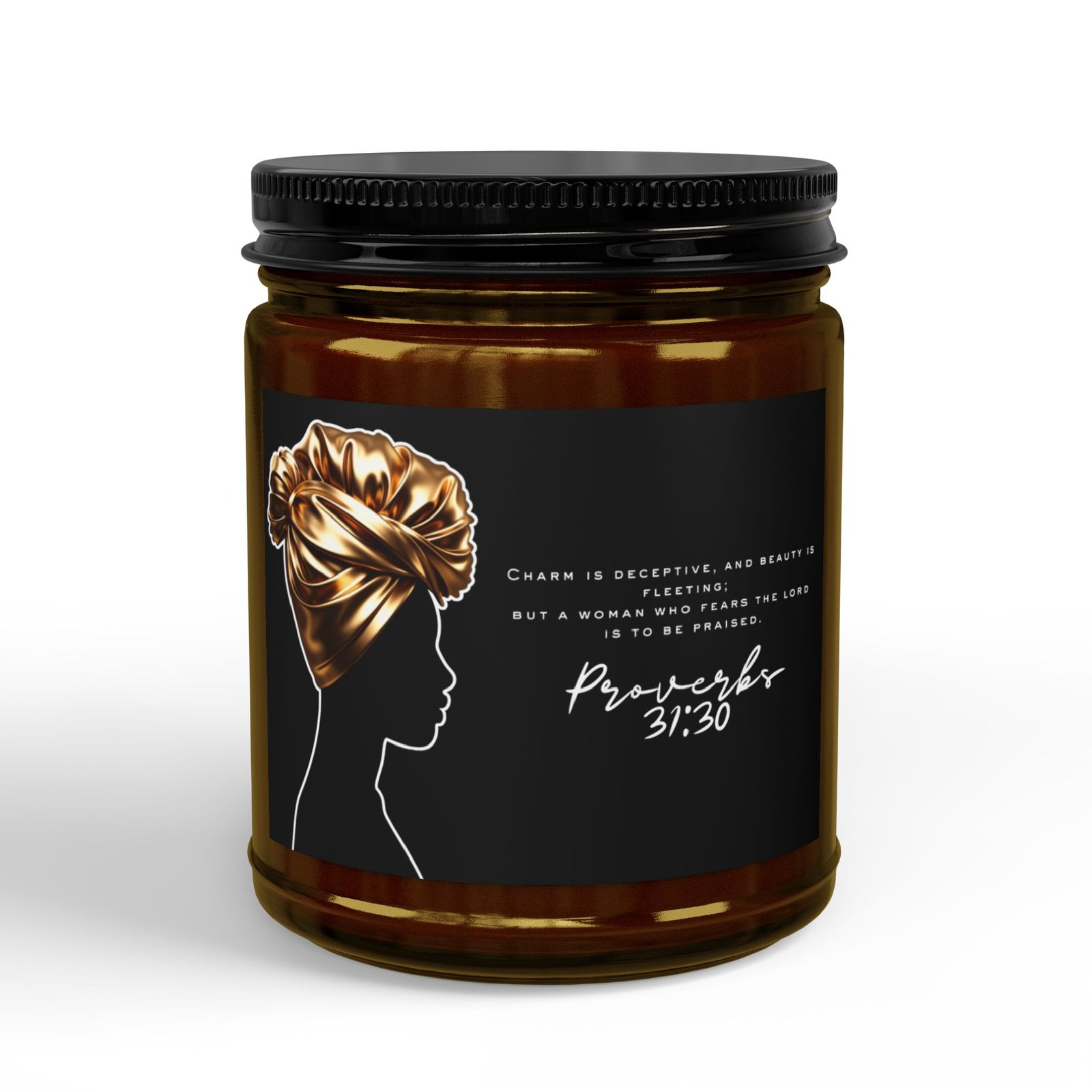 Proverbs 31:30: Gold Headwrap— Soy Candle (4oz & 9oz) - Image 5