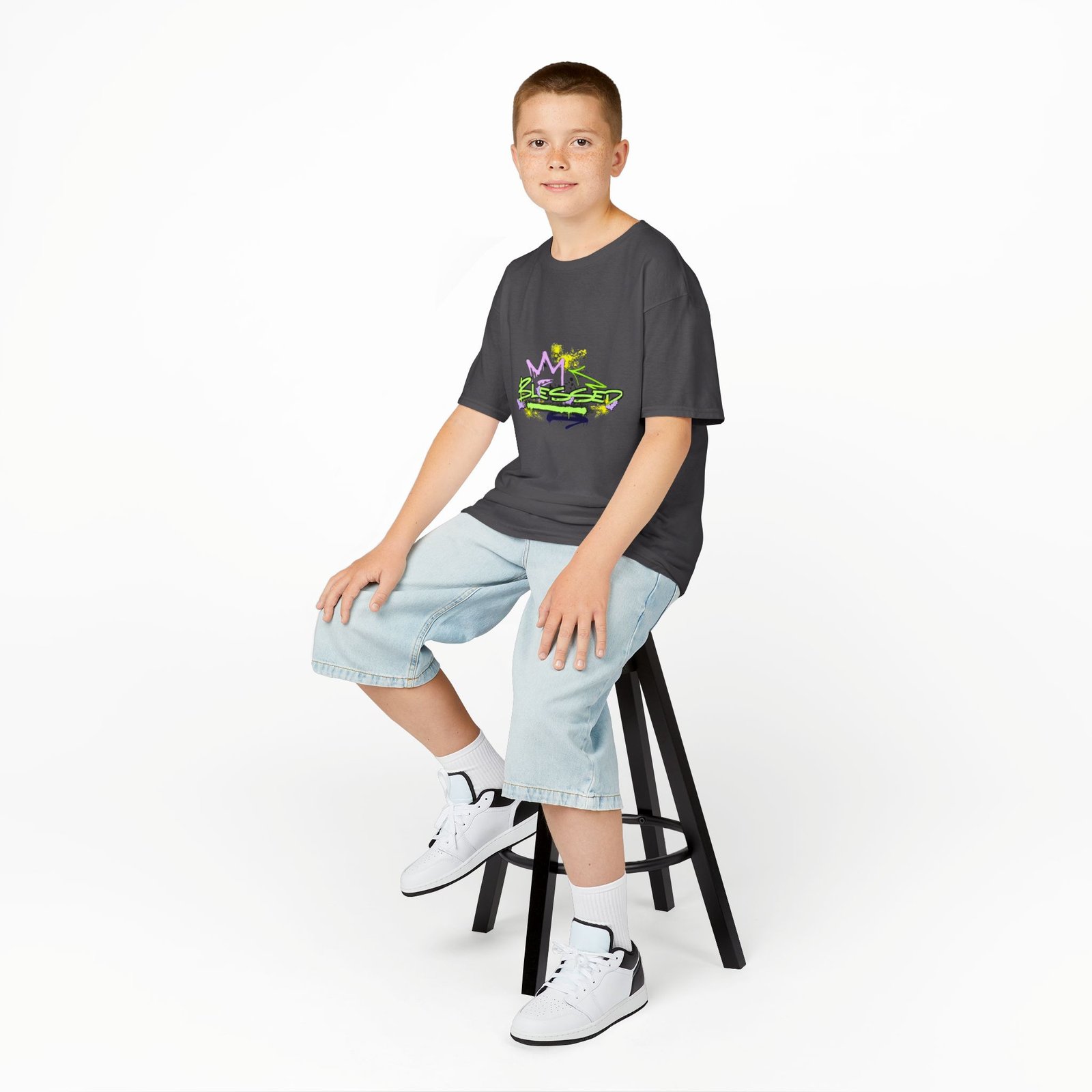 'Blessed' Graffiti - Kids Tee - Image 44