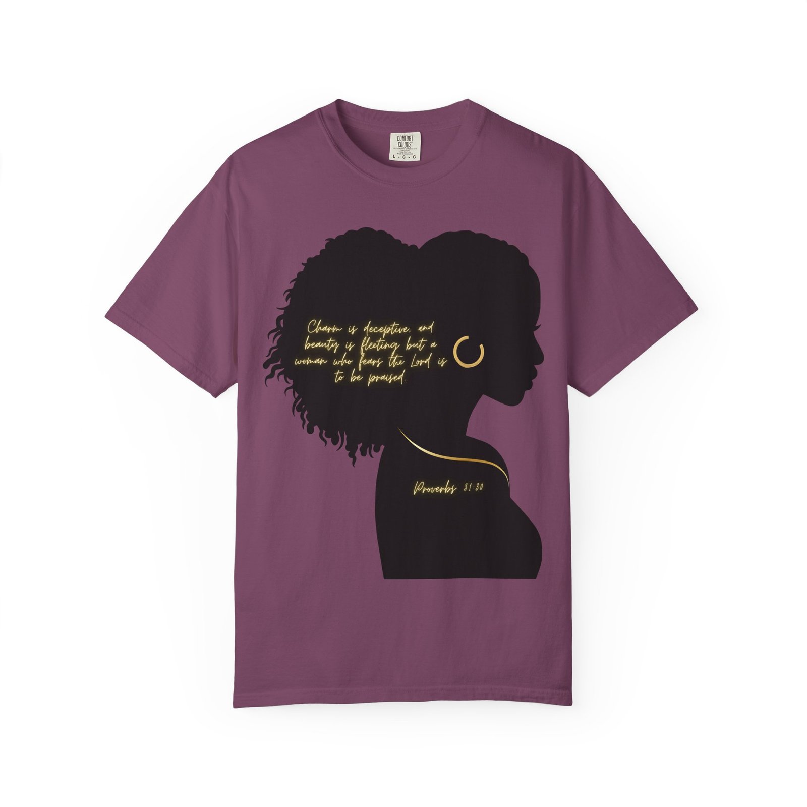 Proverbs 31:30 Gold Earring - T-Shirt - Image 15