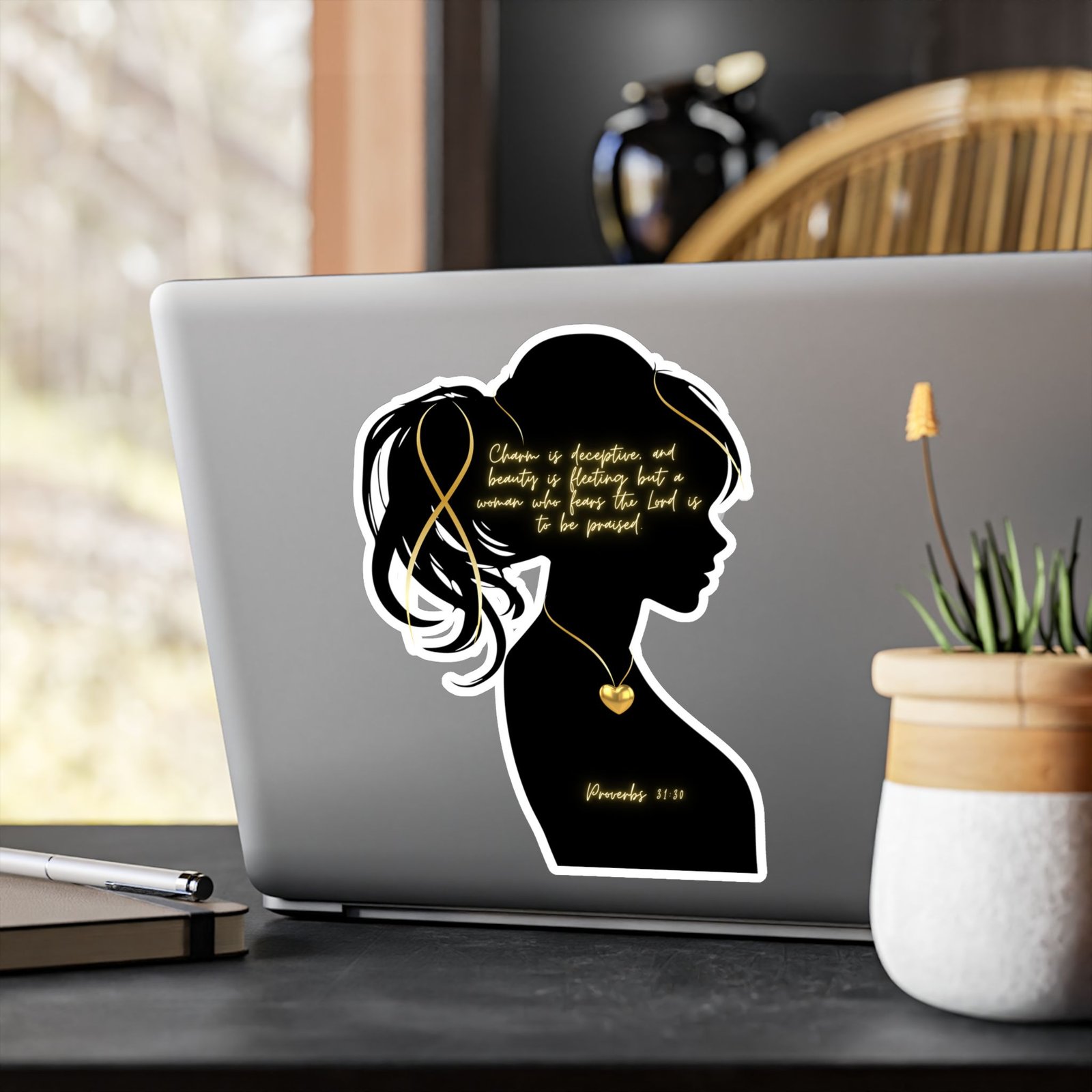 Proverbs 31:30: Gold Heart— Sticker - Image 16