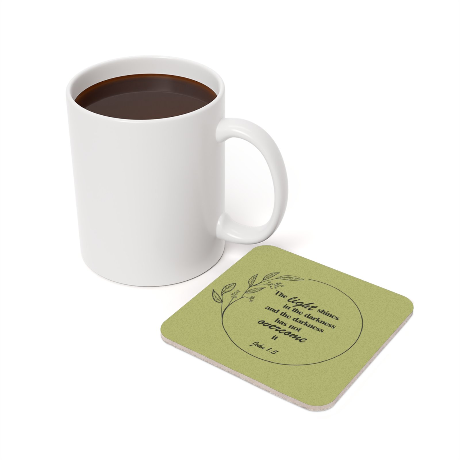 “The Light Darkness Can’t Overcome” - Cork Coaster - Image 6