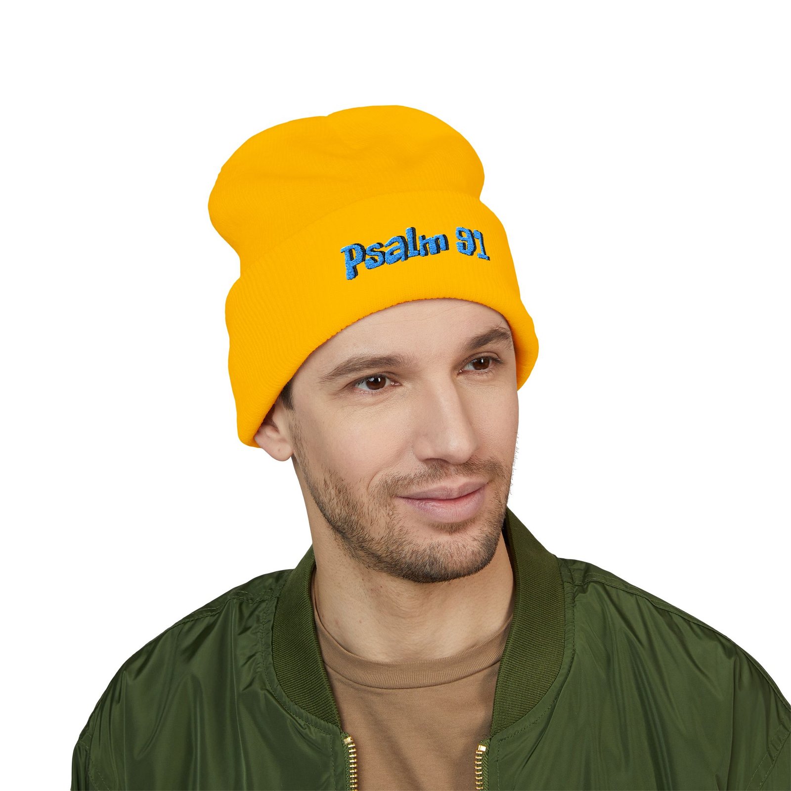Psalm 91 Embroidered Cuffed Beanie - Image 6