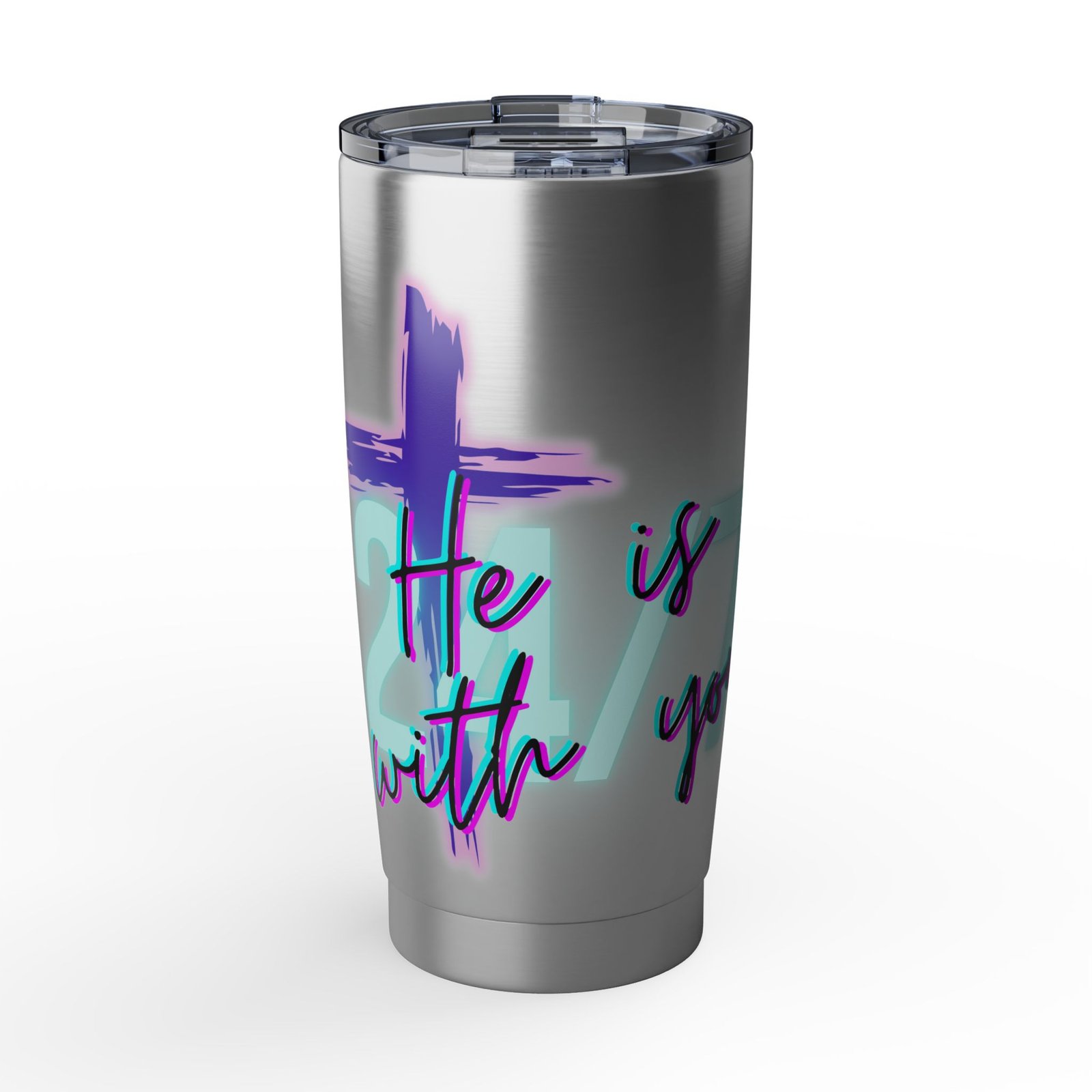 "He Is With You 24/7" - Stainless Steel Tumbler - Image 3