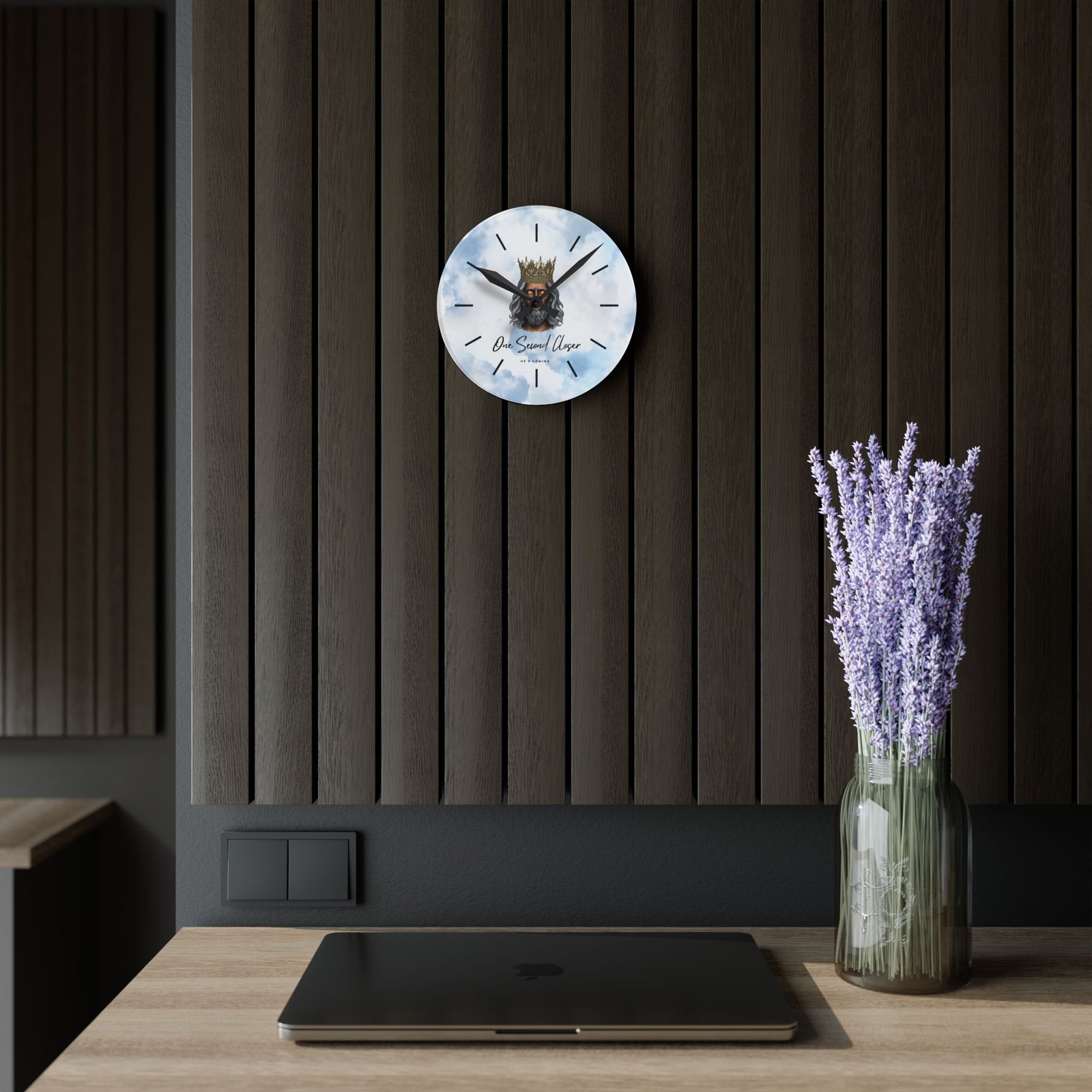 “One Second Closer” King of Kings Blue Cloudscape — Acrylic Wall Clock - Image 10