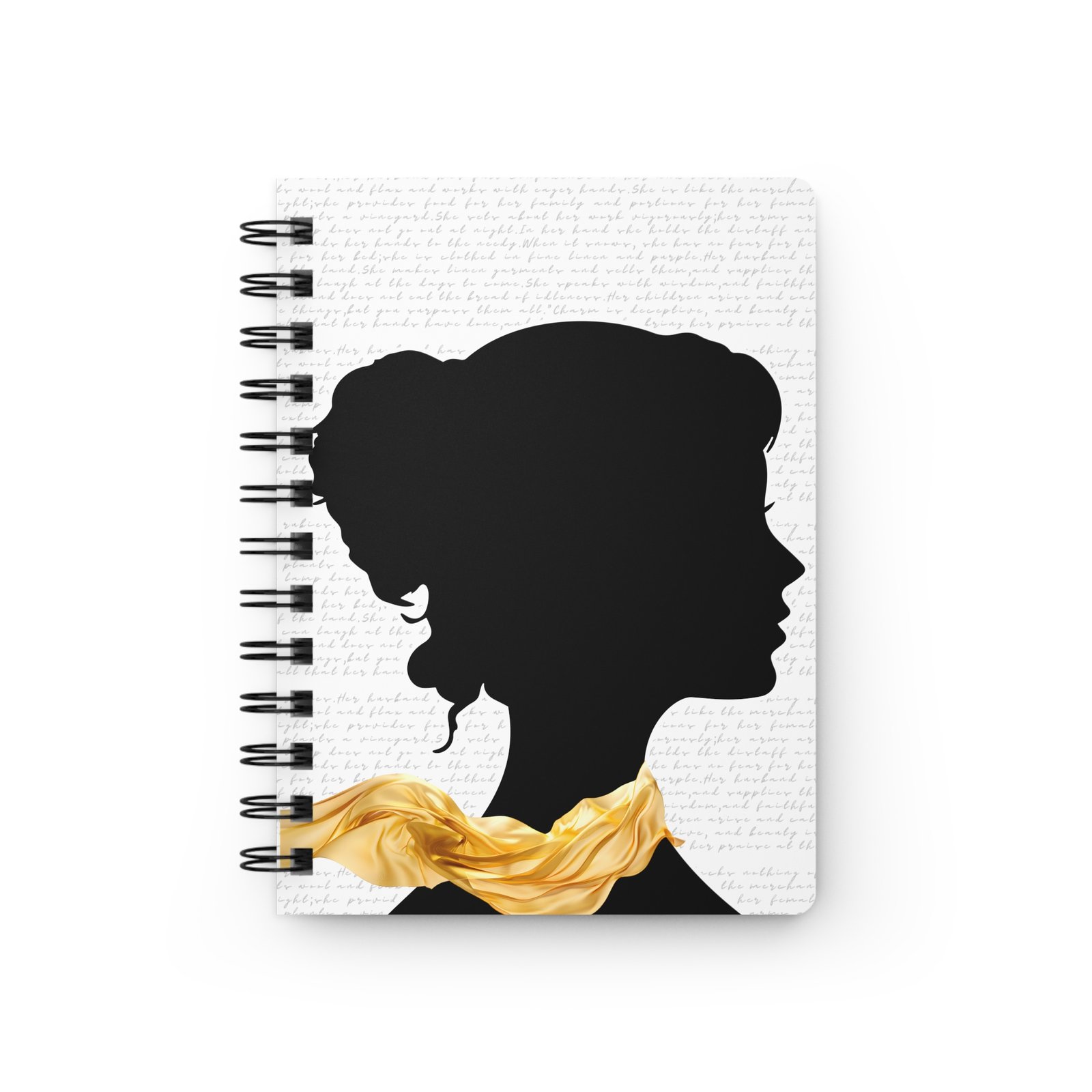 Proverbs 31:30: Gold Scarf— Spiral Notebook