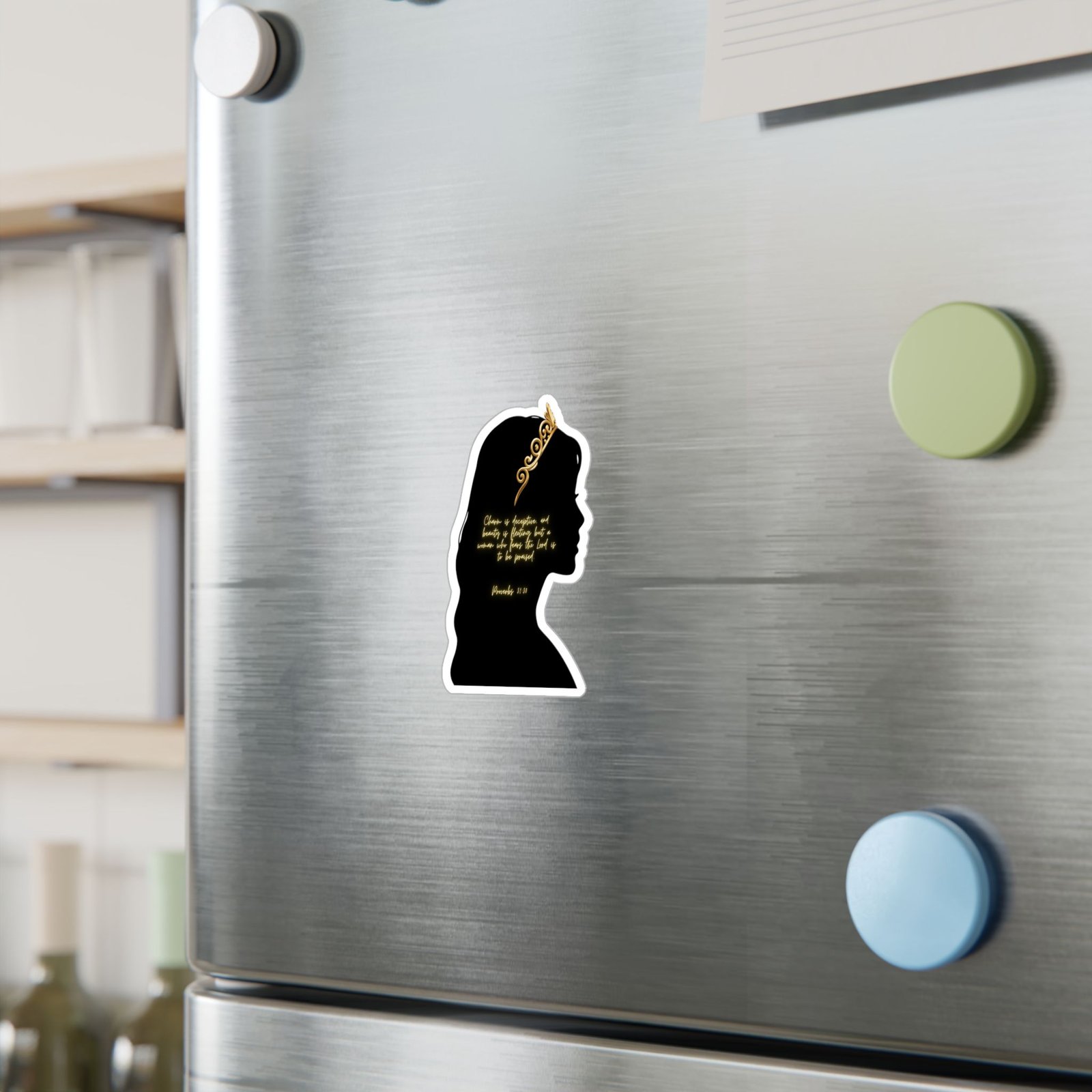 Proverbs 31:30: Gold Crown— Sticker - Image 3
