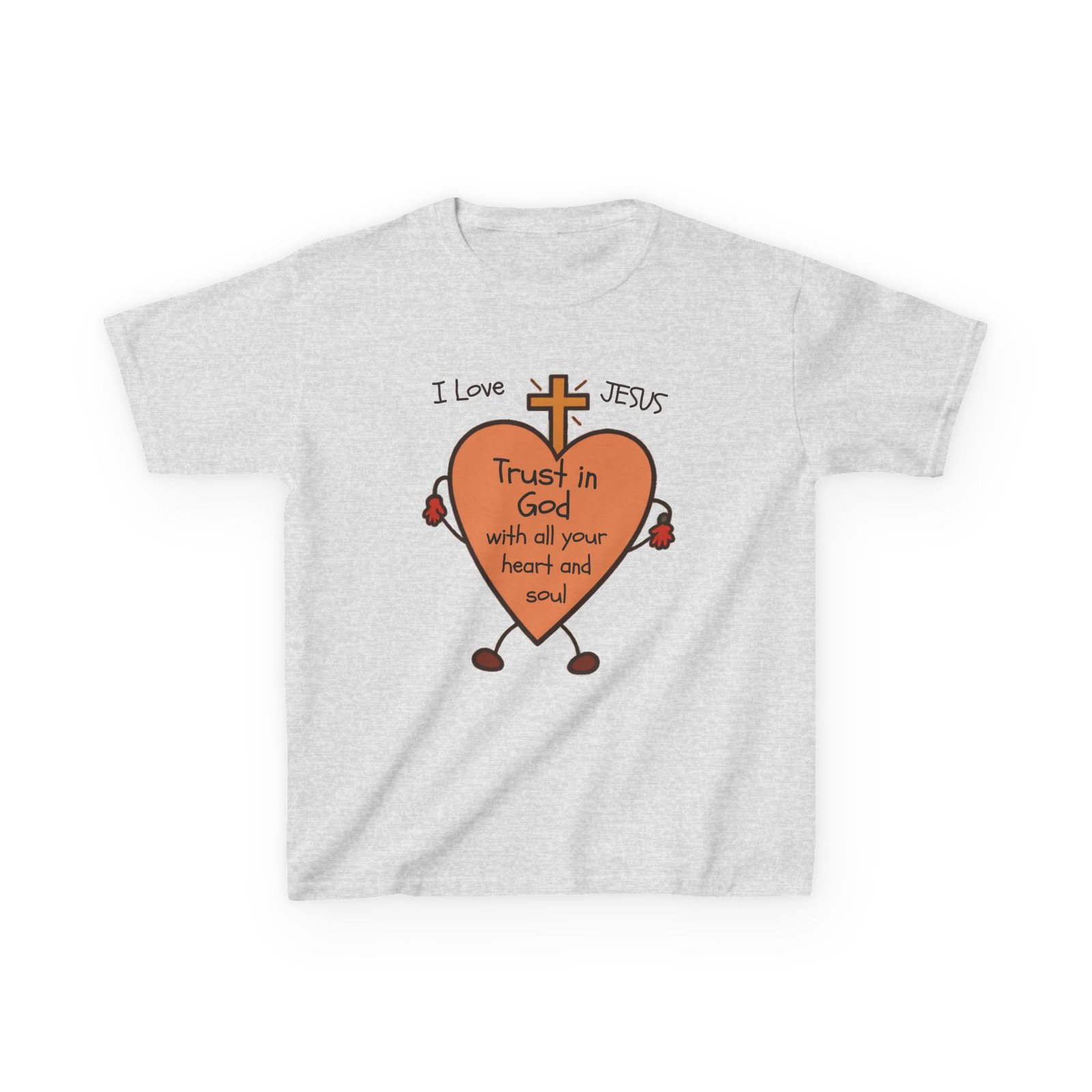"Trust In God With Your Heart and Soul" - Kids Tee - Image 4