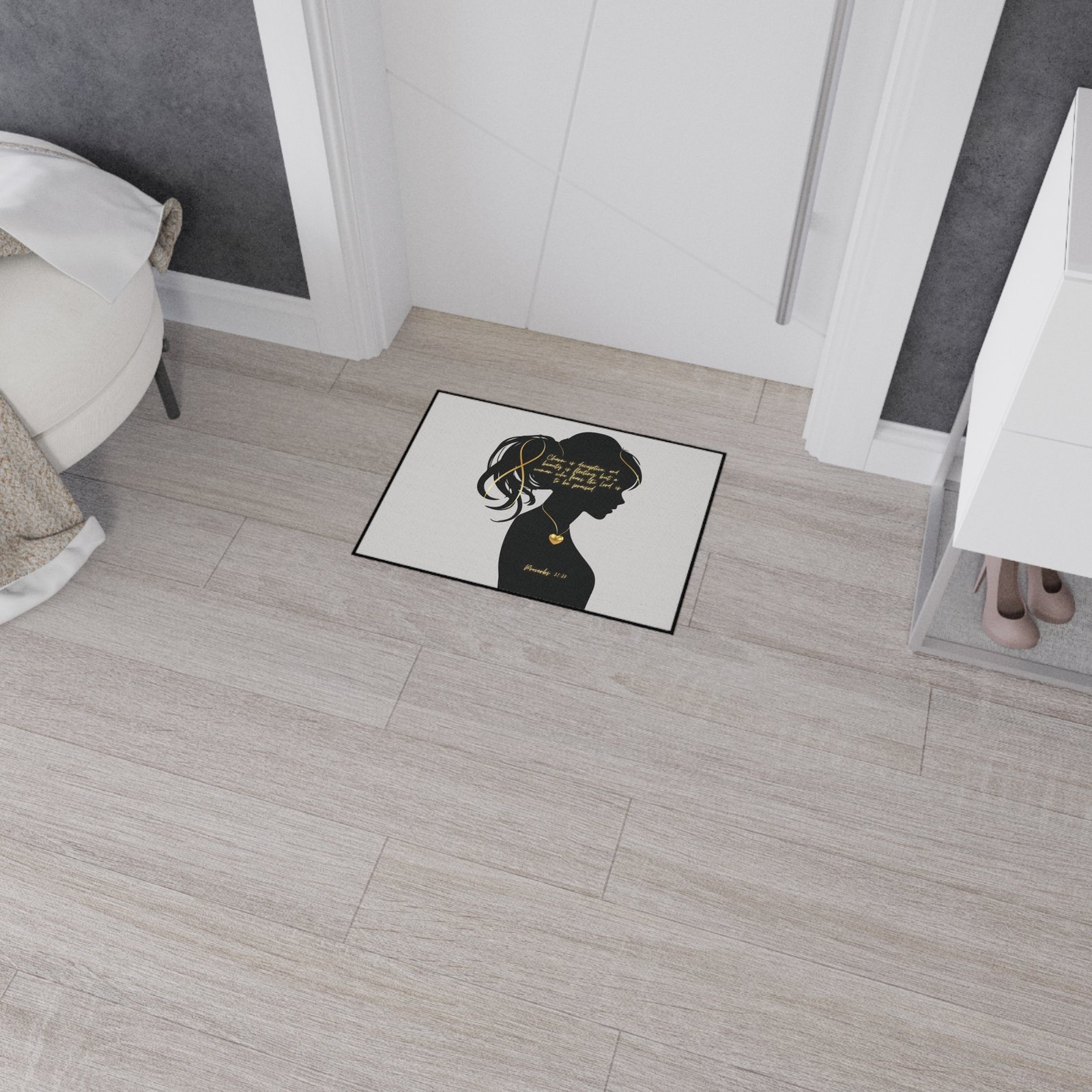 'You Are': Gold Heart — Proverbs 31 Woman Floor Mat - Image 12