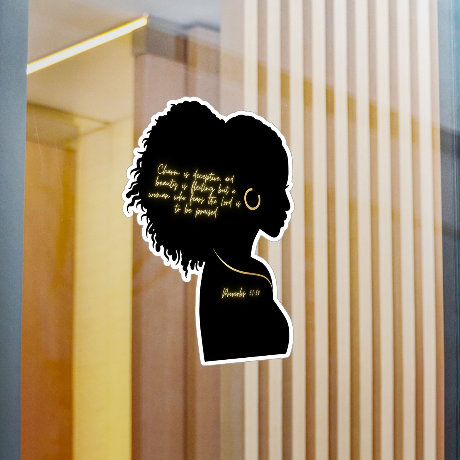 Proverbs 31:30: Gold Earring— Sticker - Image 14