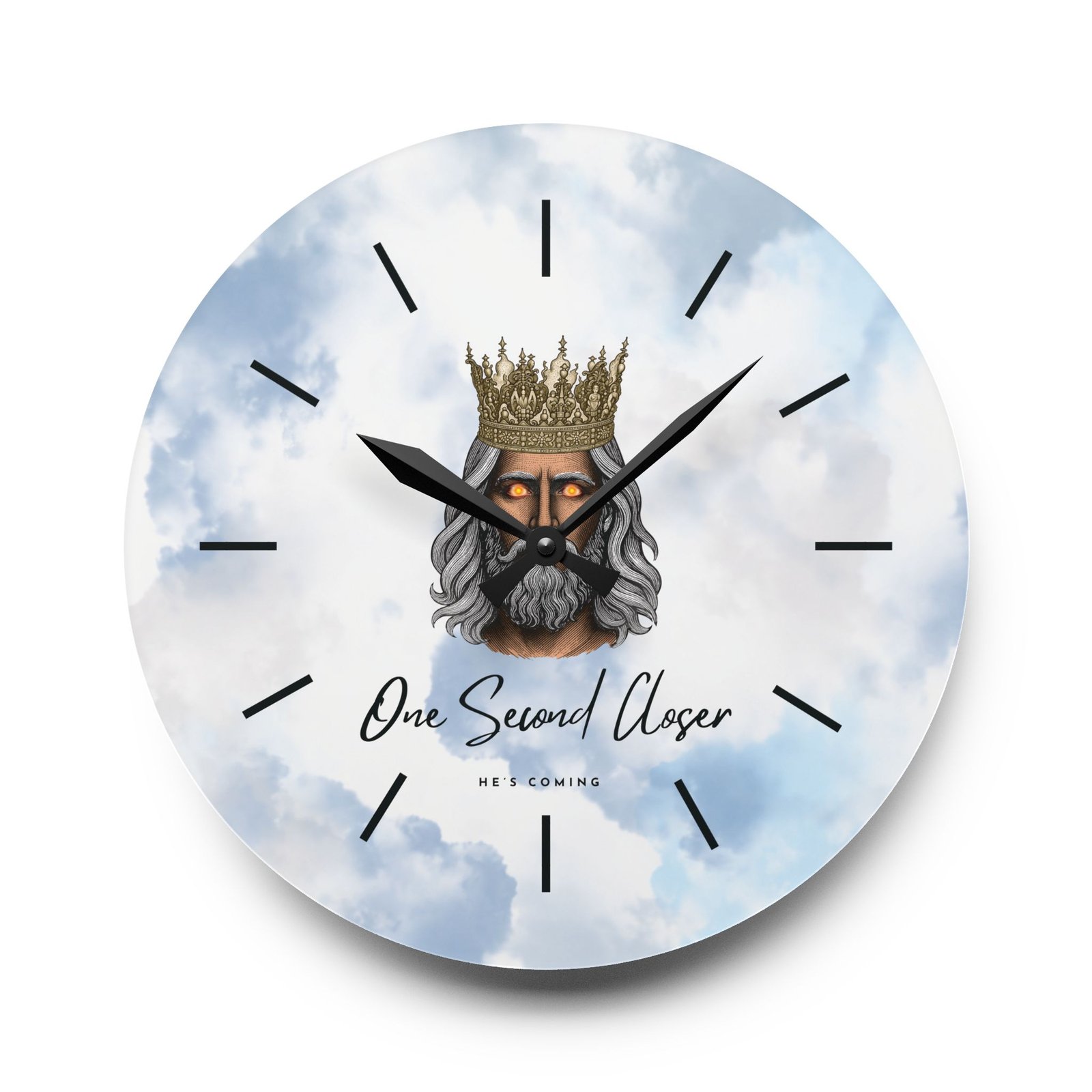 “One Second Closer” King of Kings Blue Cloudscape — Acrylic Wall Clock - Image 11