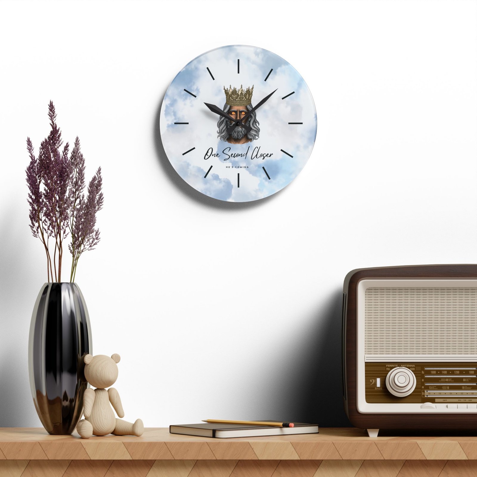 “One Second Closer” King of Kings Blue Cloudscape — Acrylic Wall Clock - Image 14