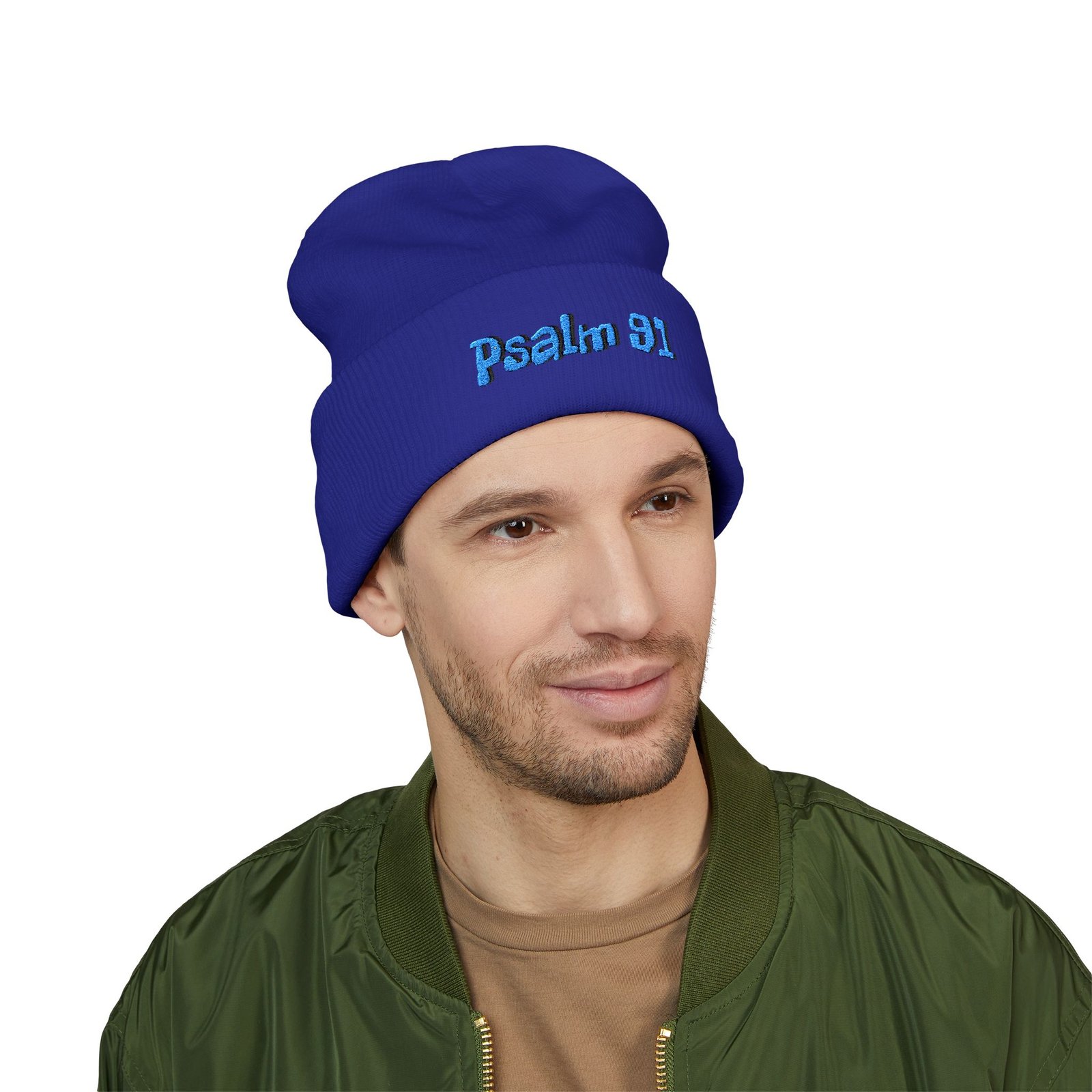 Psalm 91 Embroidered Cuffed Beanie - Image 15