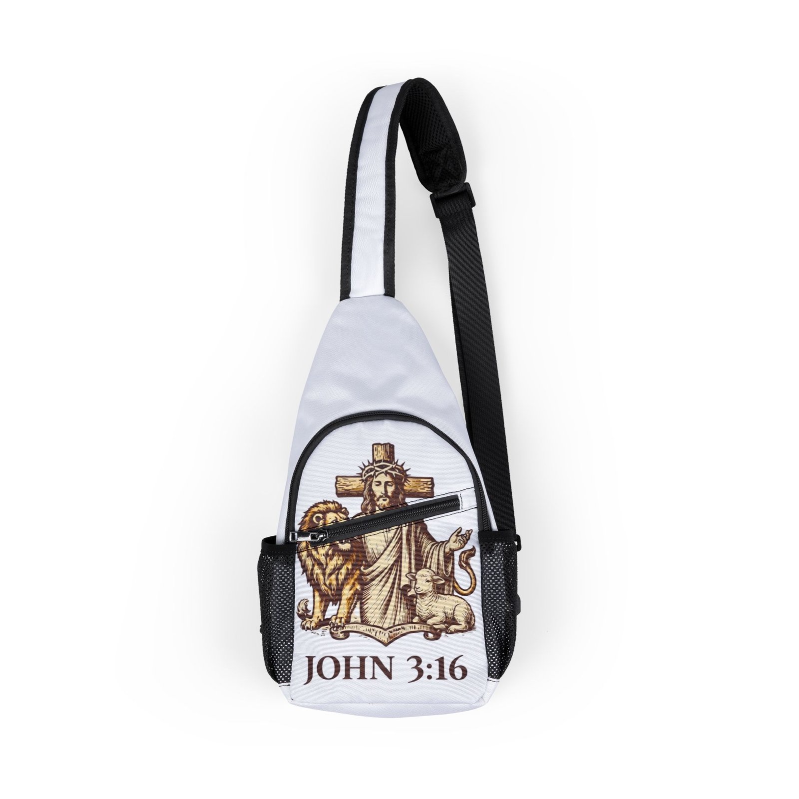 John 3:16 Cross & Lamb— Christian Sling Chest Bag
