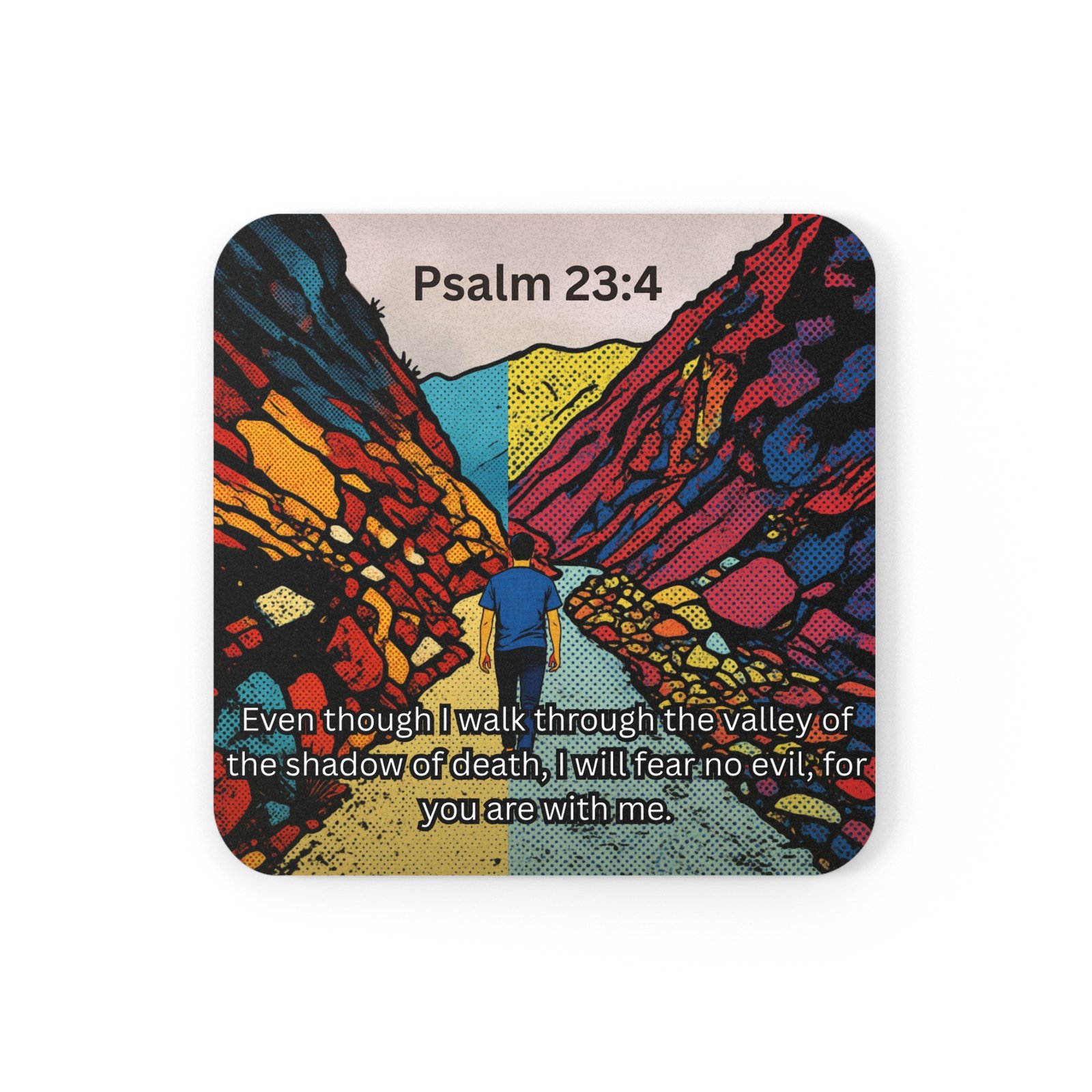 Psalm 23:4 - Cork Coaster - Image 3