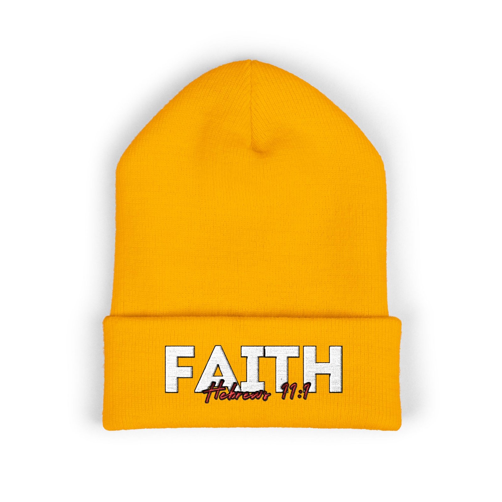 Hebrews 11:1 Faith Embroidered Cuffed Beanie - Image 3