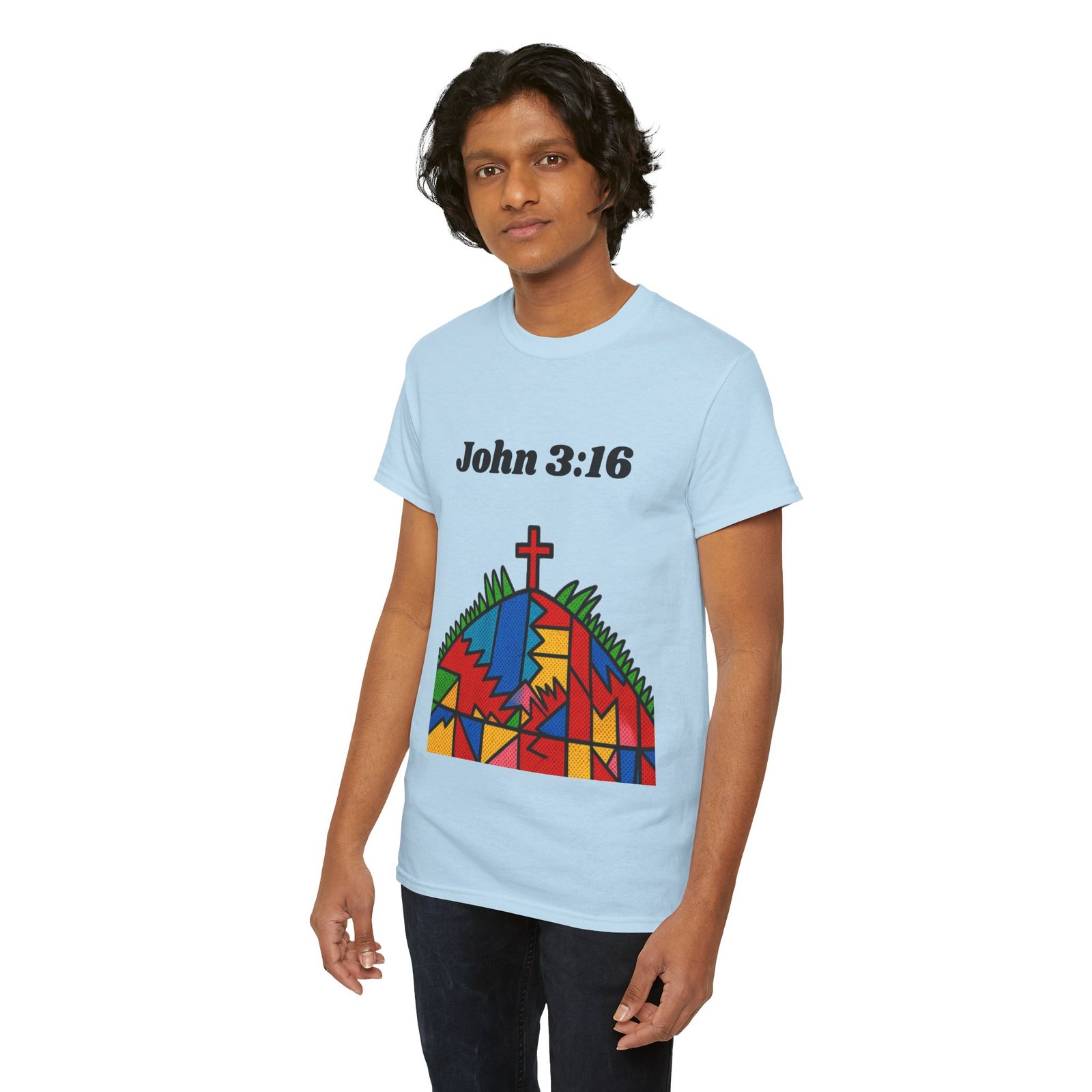John 3:16 Art— T‑Shirt - Image 9