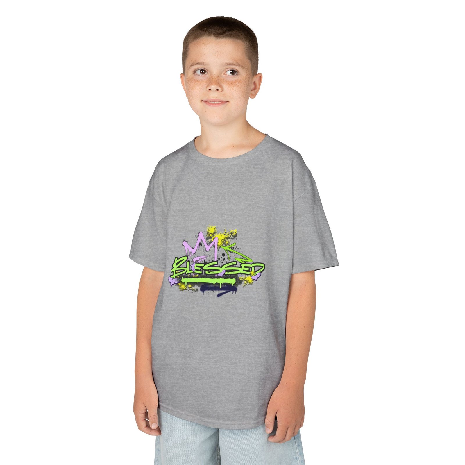 'Blessed' Graffiti - Kids Tee - Image 11