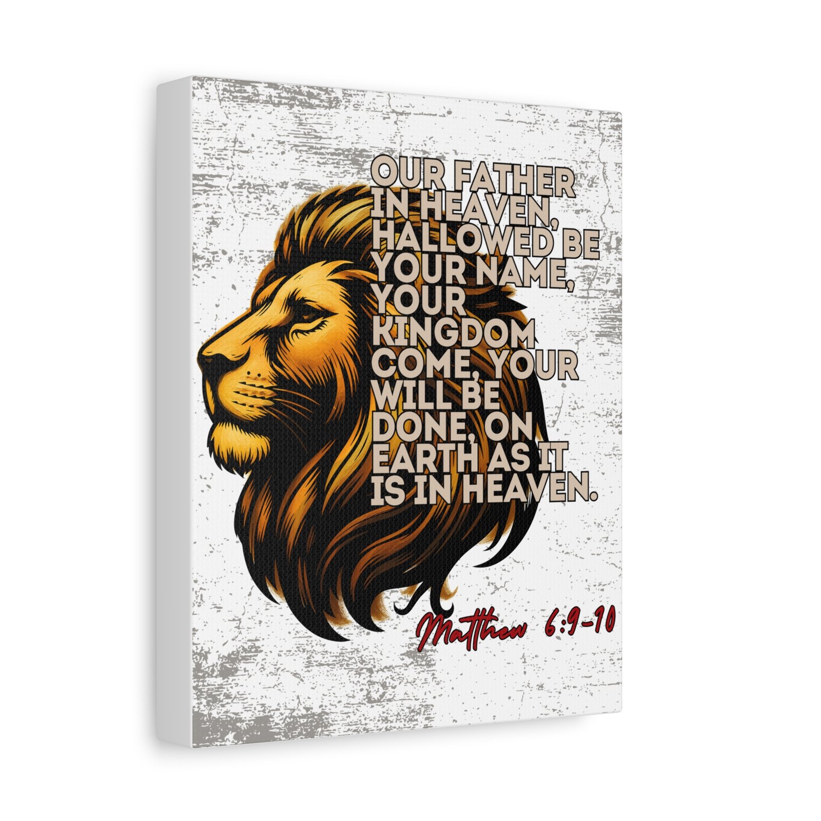 Matthew 6:9-10 Lion Prayer Wall Canvas - Image 2